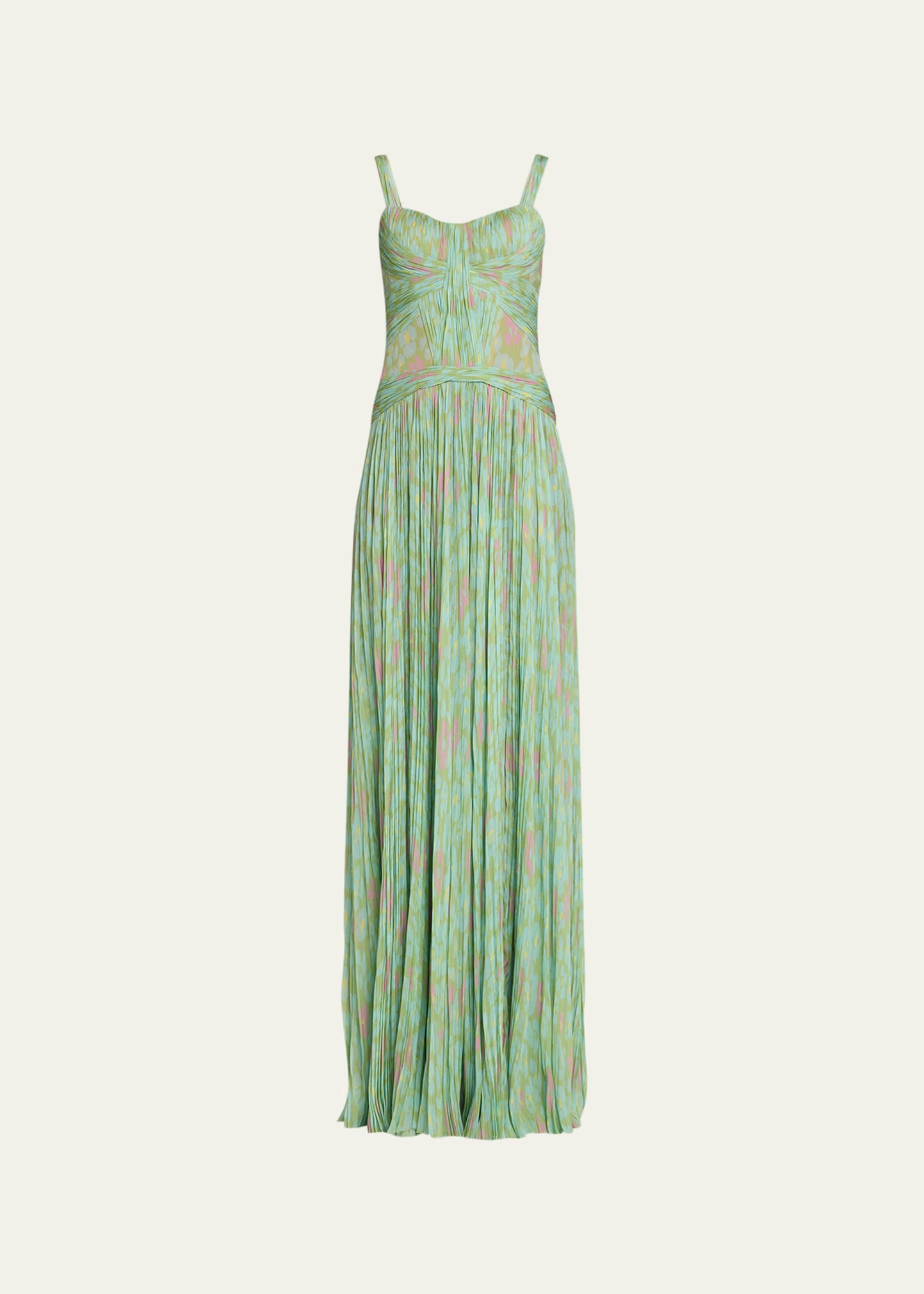 J MENDEL SWEETHEART FLOWER-PRINTED CHIFFON GOWN 