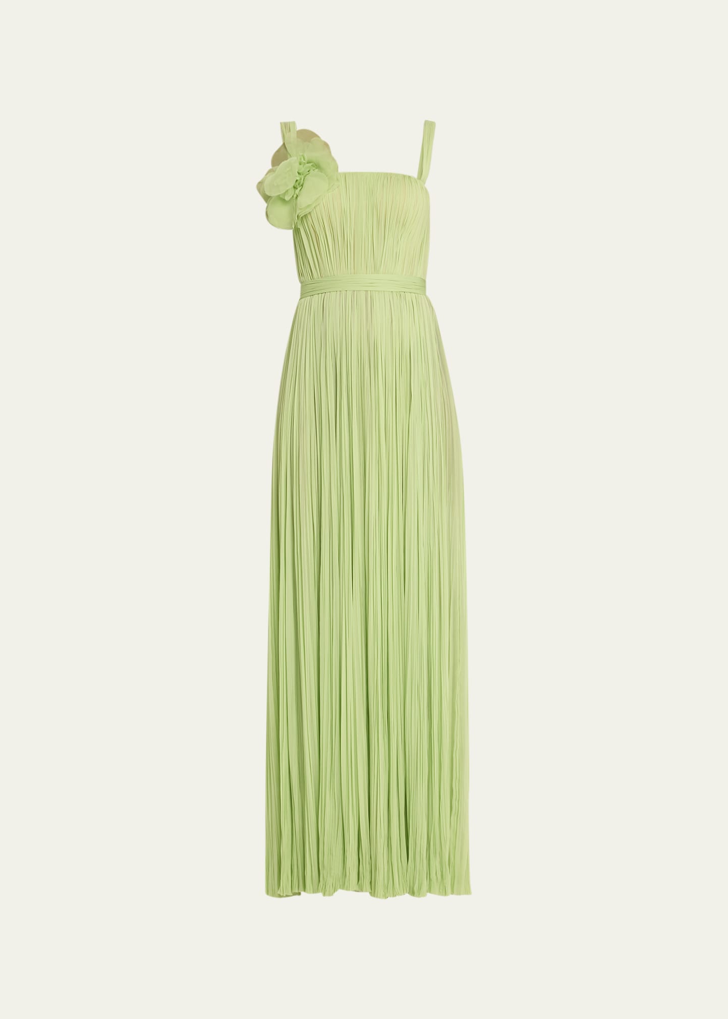 Rosette Hand-Pleated Chiffon Gown