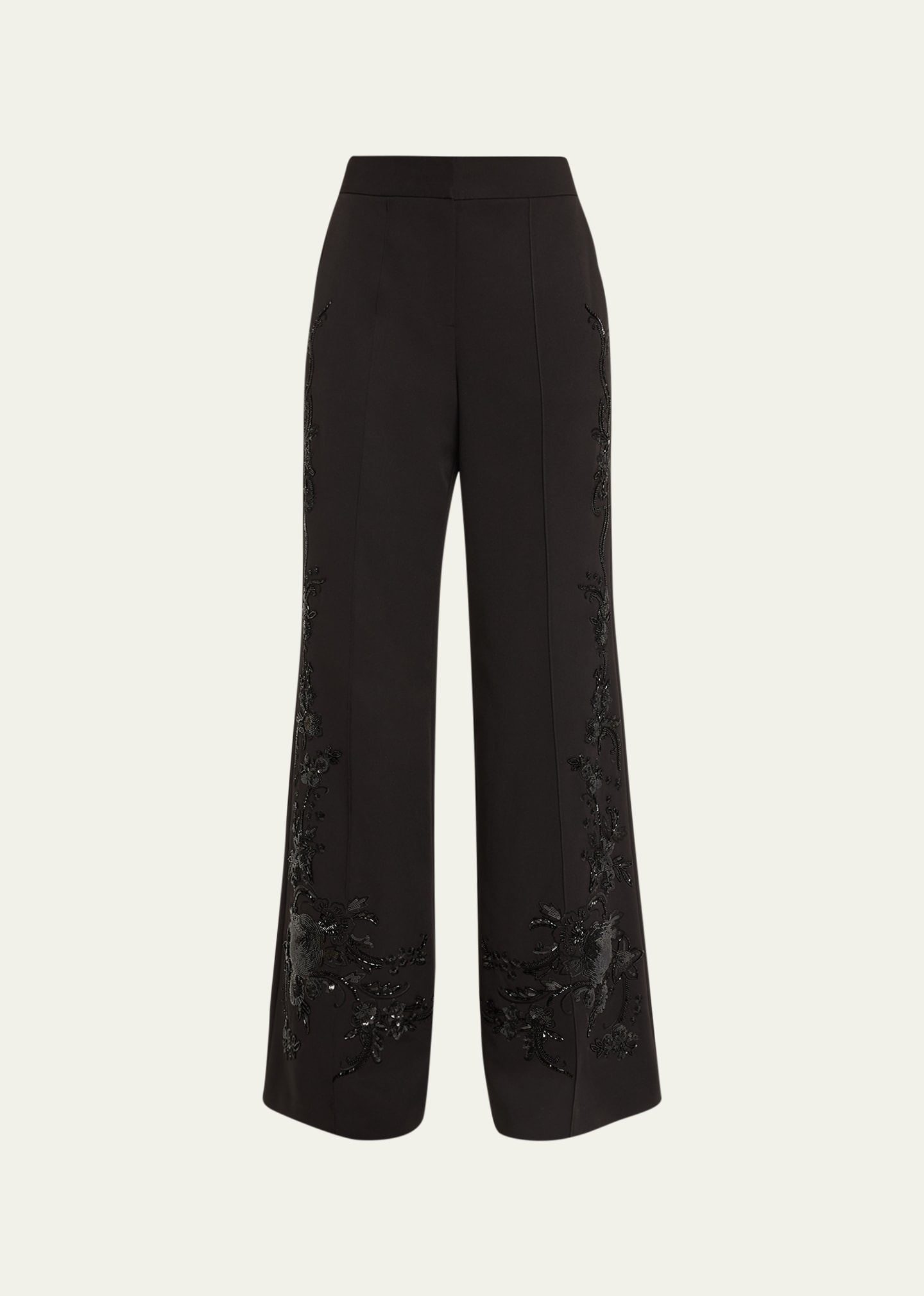 Shop Kobi Halperin Samantha Beaded Floral-embroidered Pants In Black