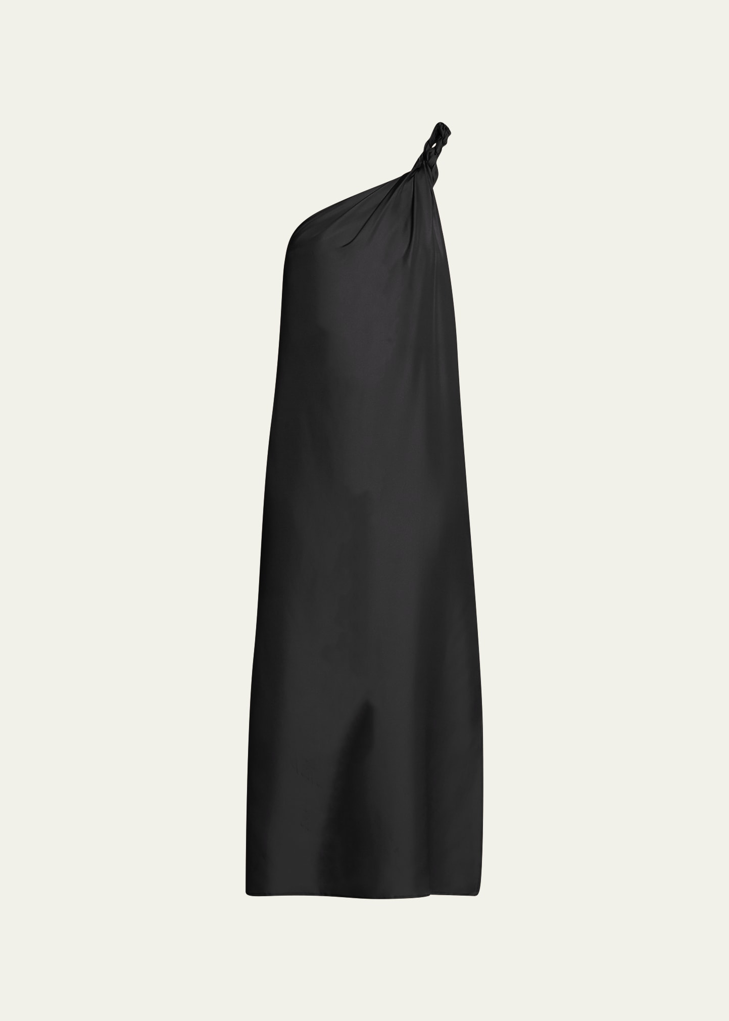 Loulou Studio One-shoulder Twisted Silk Midi Dress In Black