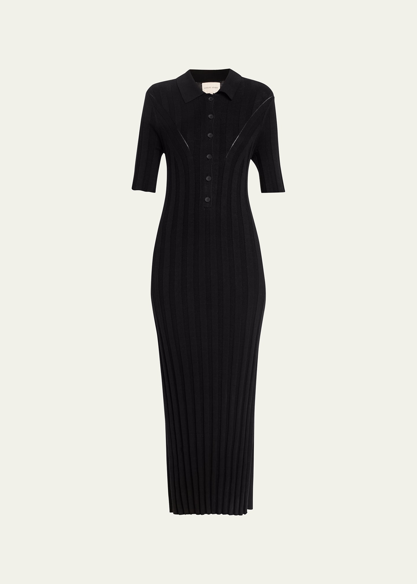 Shop Loulou Studio Elyna Ribbed Midi Dress In Black