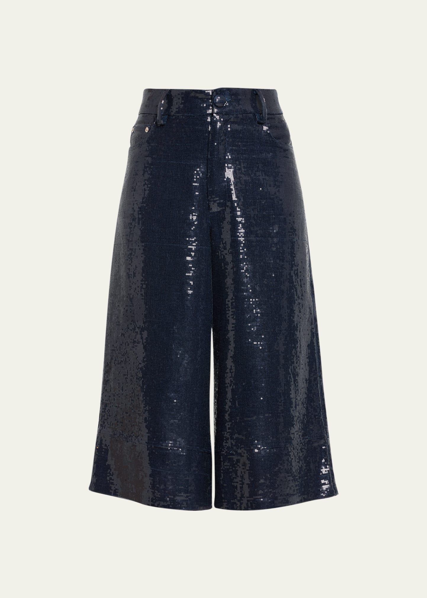 Theophilio Sequined Cropped Gauchos In Navy
