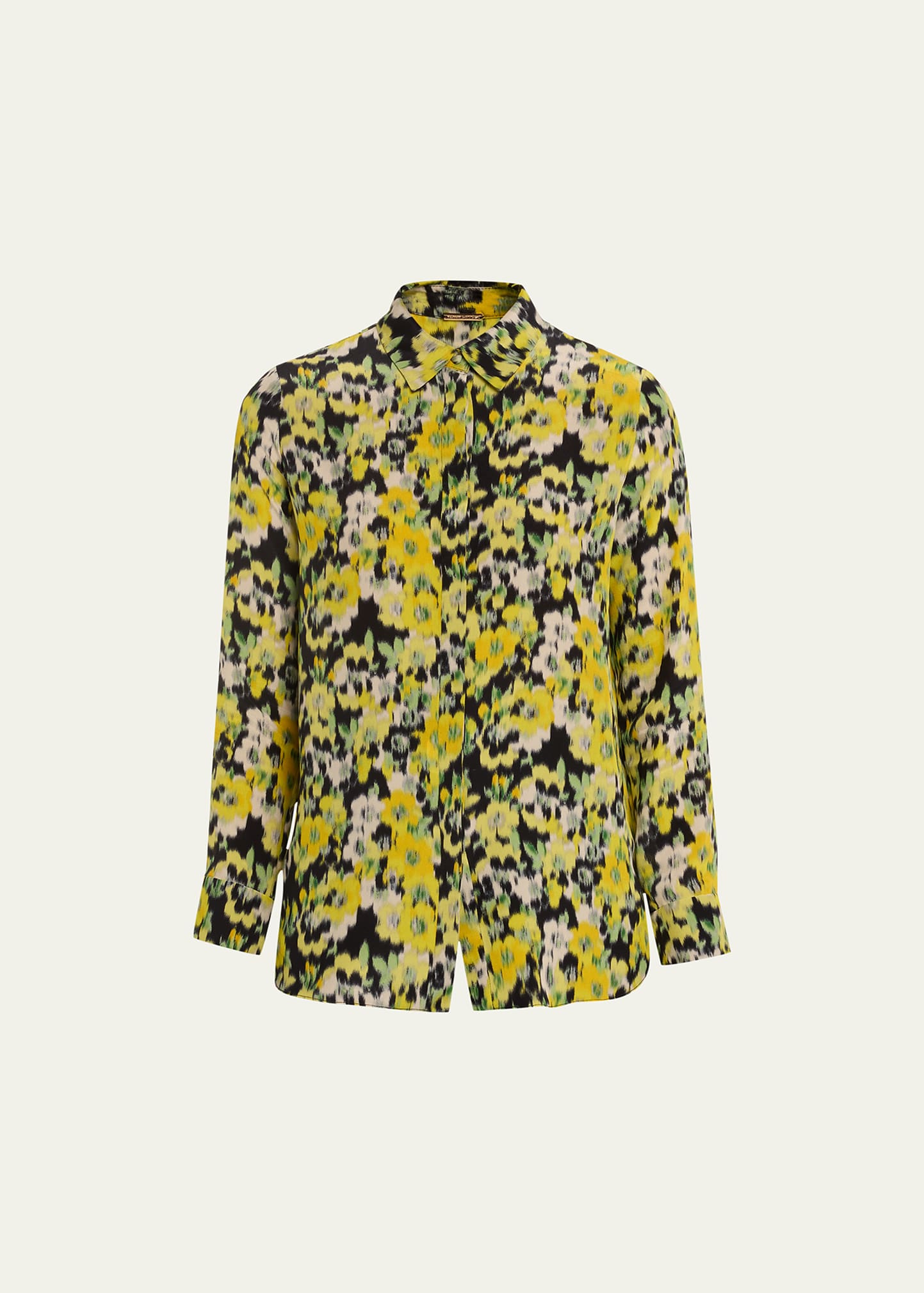 Adam Lippes Floral Crepe Menswear Shirt In Plumeria Multi