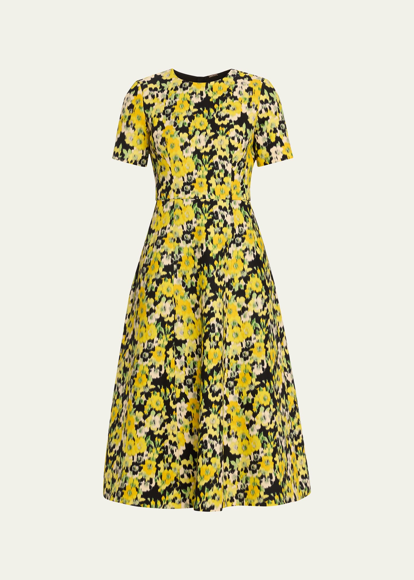 Adam Lippes Evangeline Floral Print Wool Midi Dress In Plumeria Multi