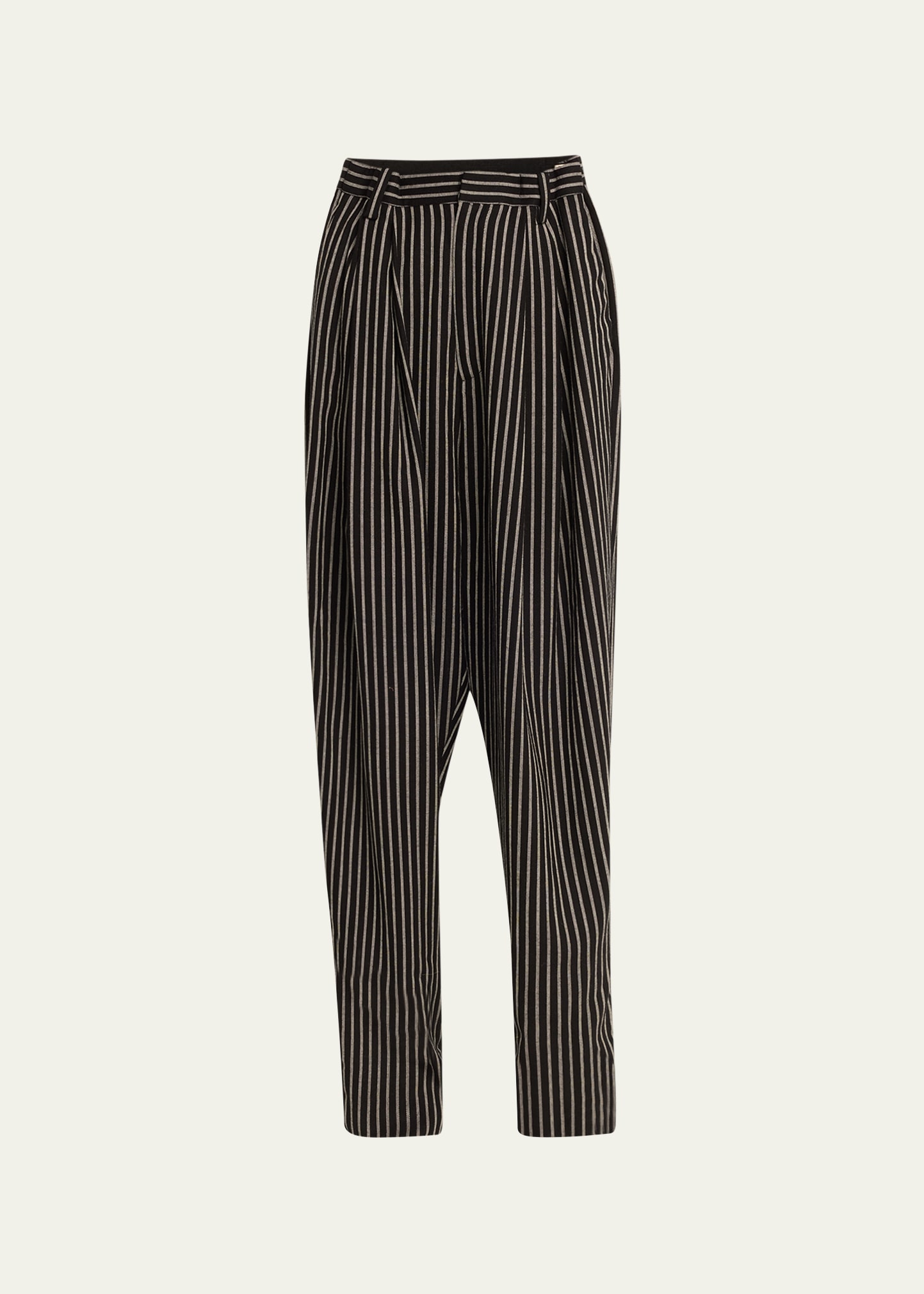 Striped Oversized Wool Trousers