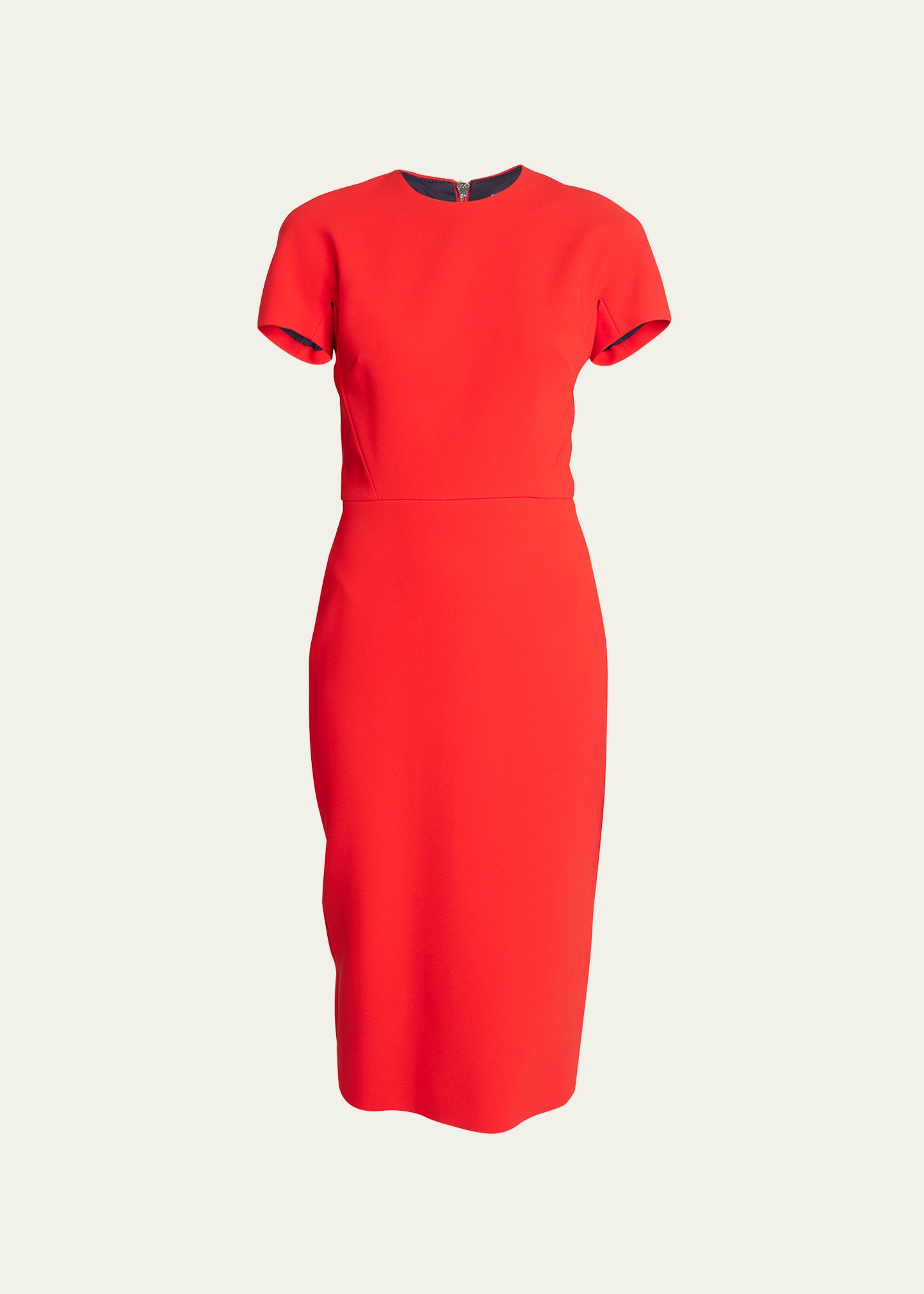 Victoria Beckham T-shirt Fitted Midi Dress With Back Zipper In Bright Red