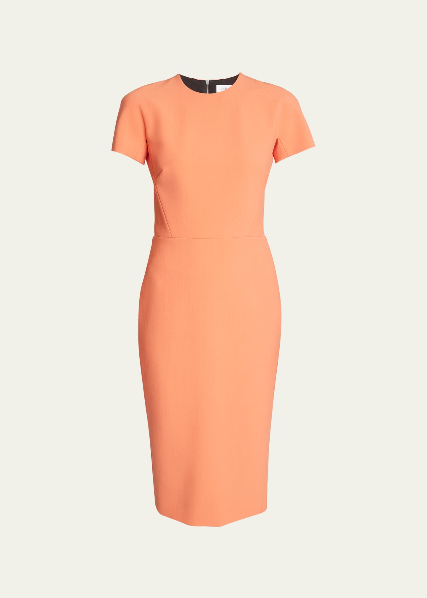 Victoria Beckham Fitted T-shirt Sheath Dress In Papaya