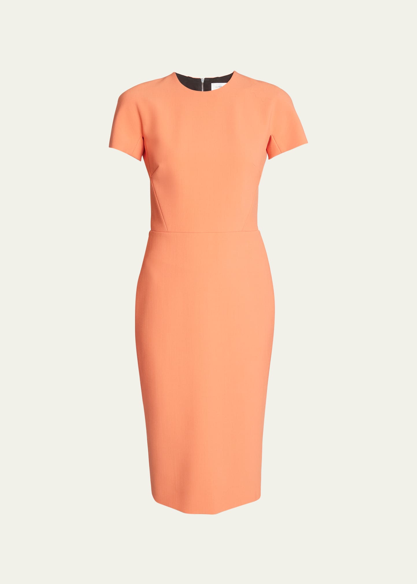 Shop Victoria Beckham Fitted T-shirt Sheath Dress In Papaya