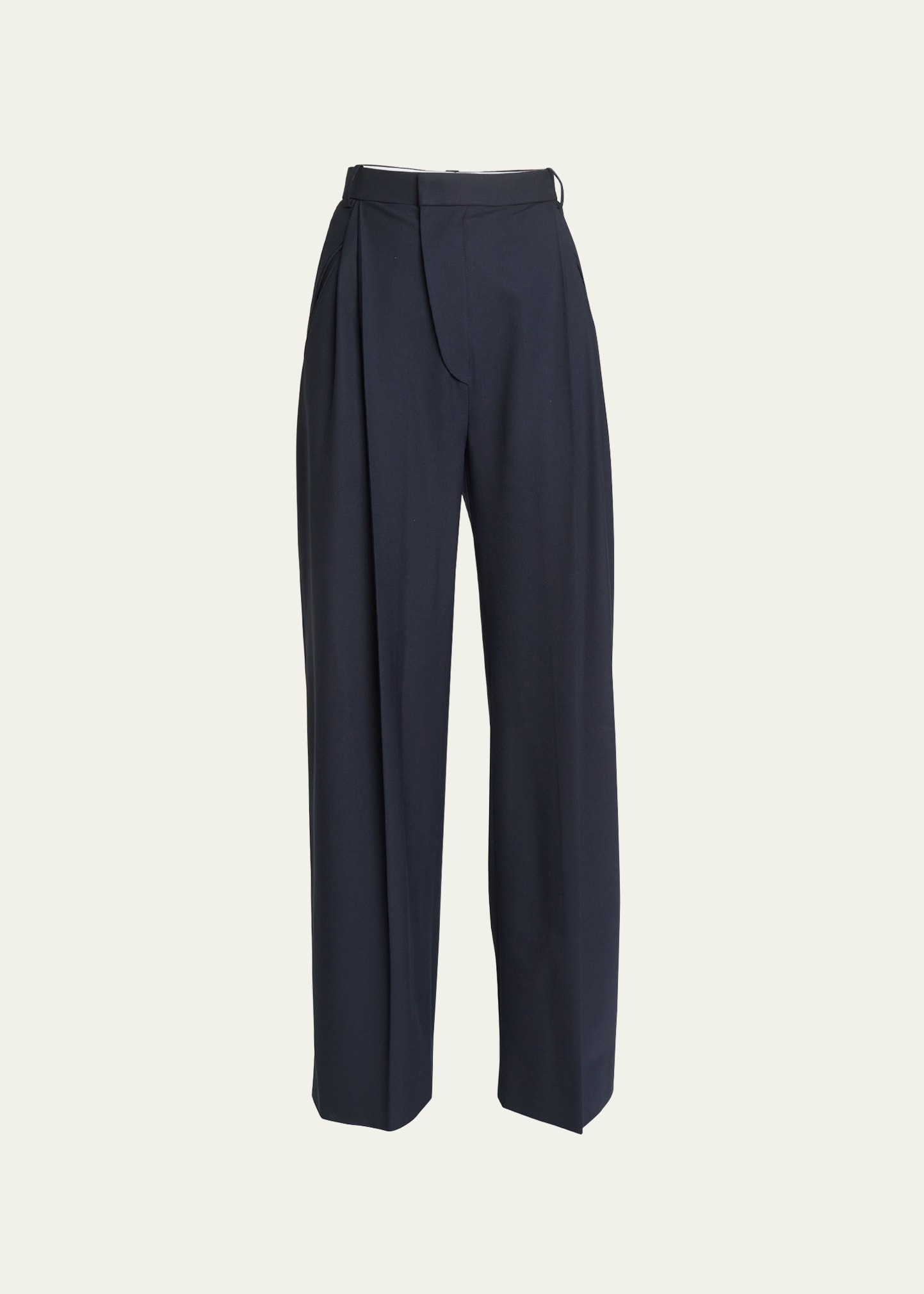 Shop Victoria Beckham Pintuck Wide-leg Trousers In Midnight