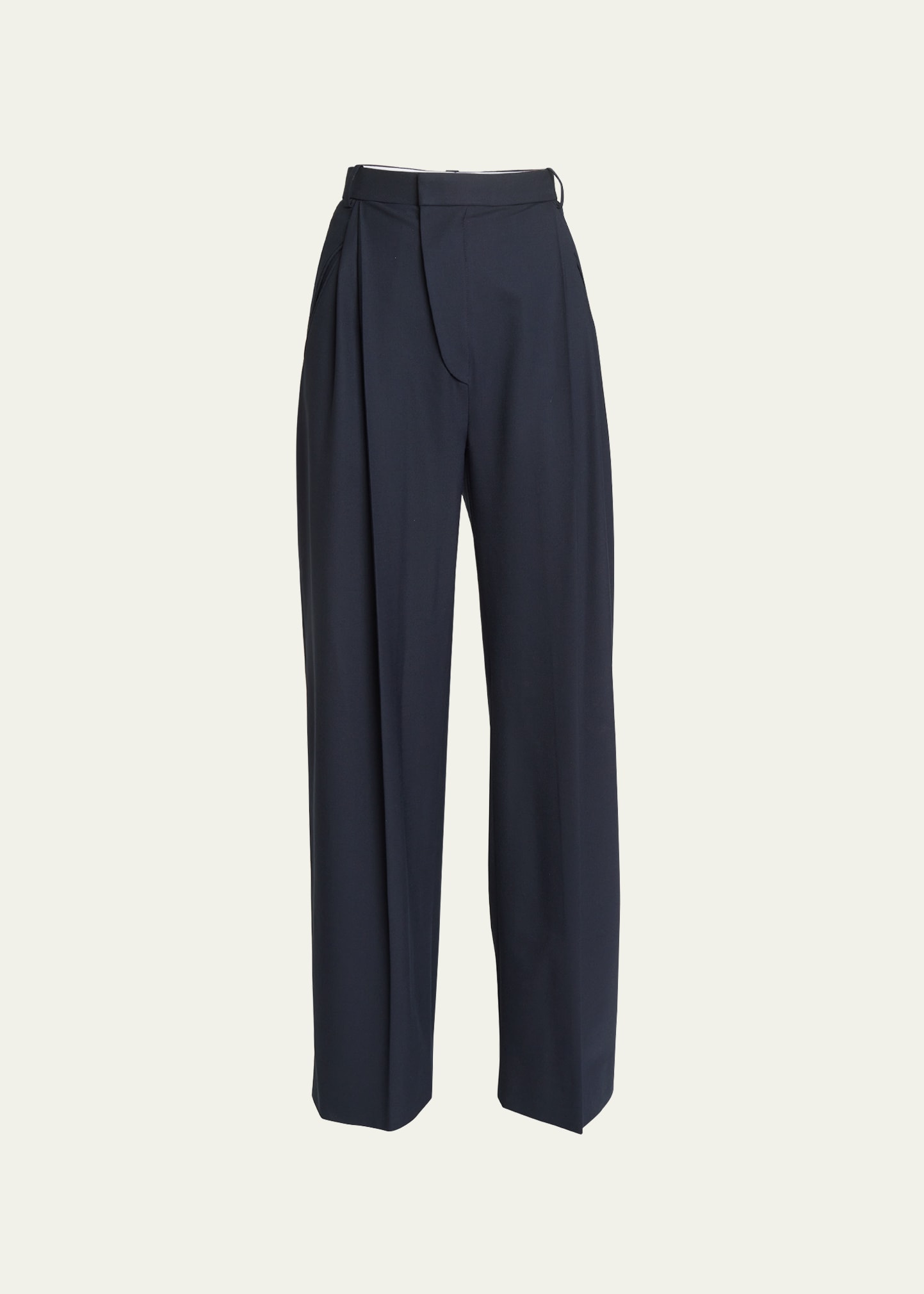 Pintuck Wide-Leg Trousers