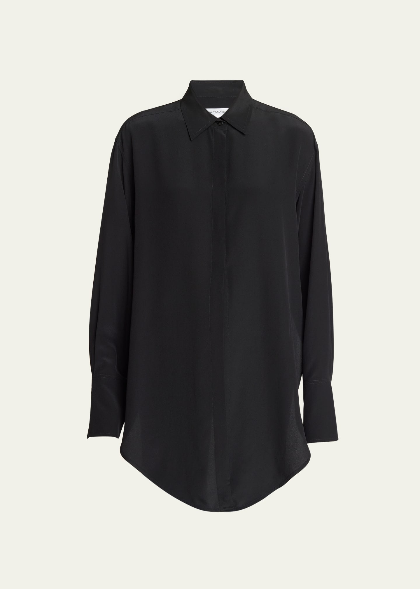 Victoria Beckham Wrap Front Buttoned Silk Blouse In Black