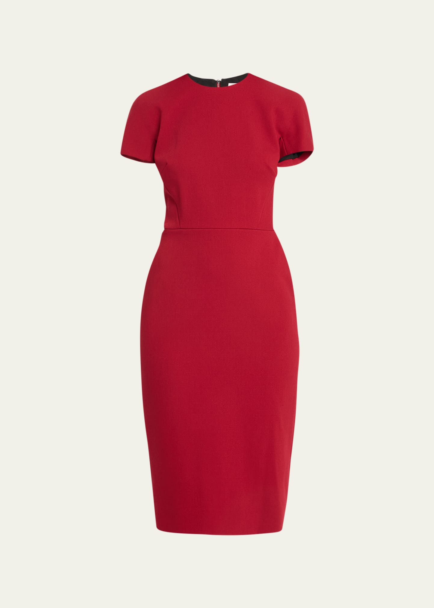 Victoria Beckham T-shirt Fitted Midi Dress With Back Zipper In Burgundy