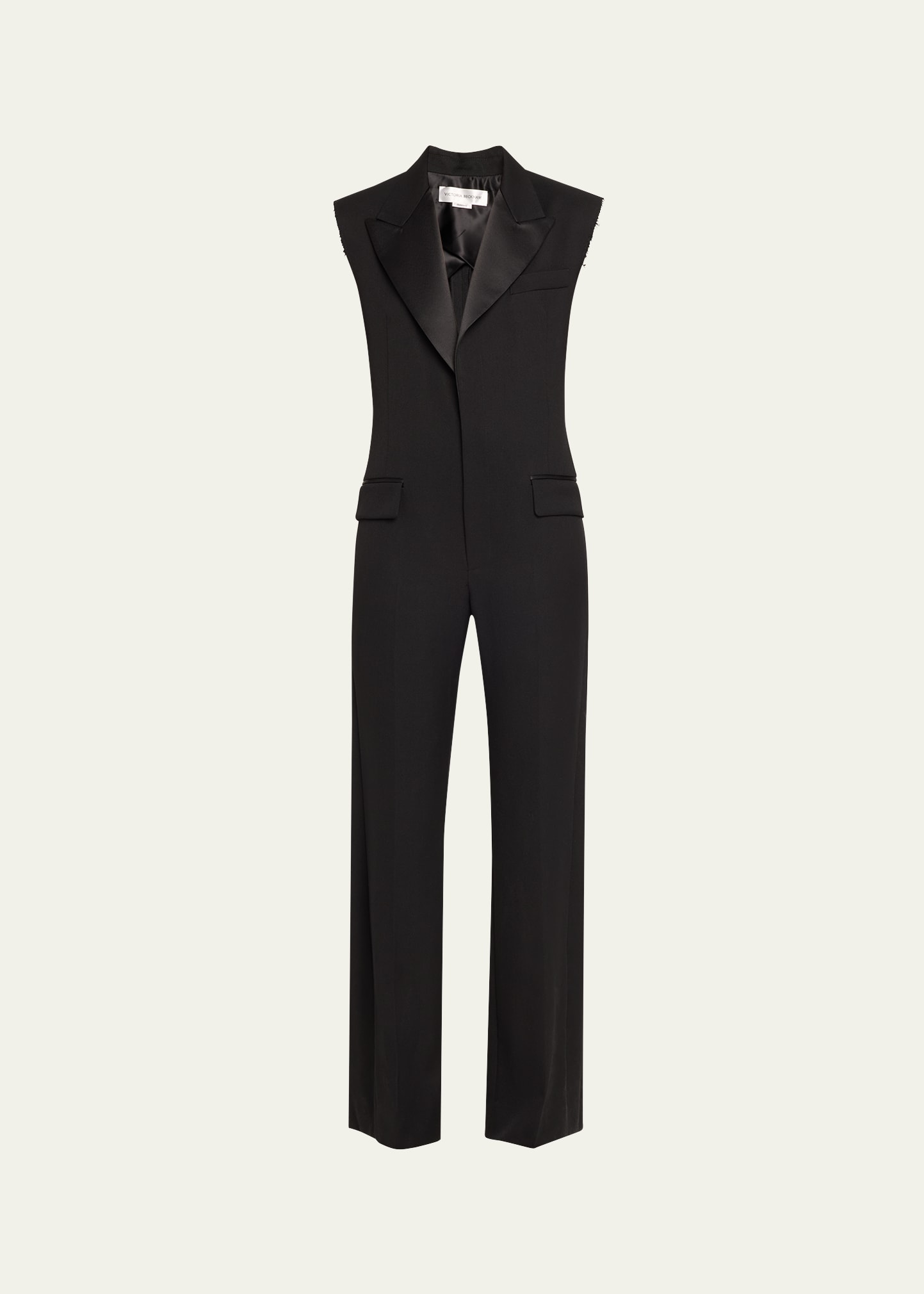 Victoria Beckham Tuxedo Straight-leg Jumpsuit In Black
