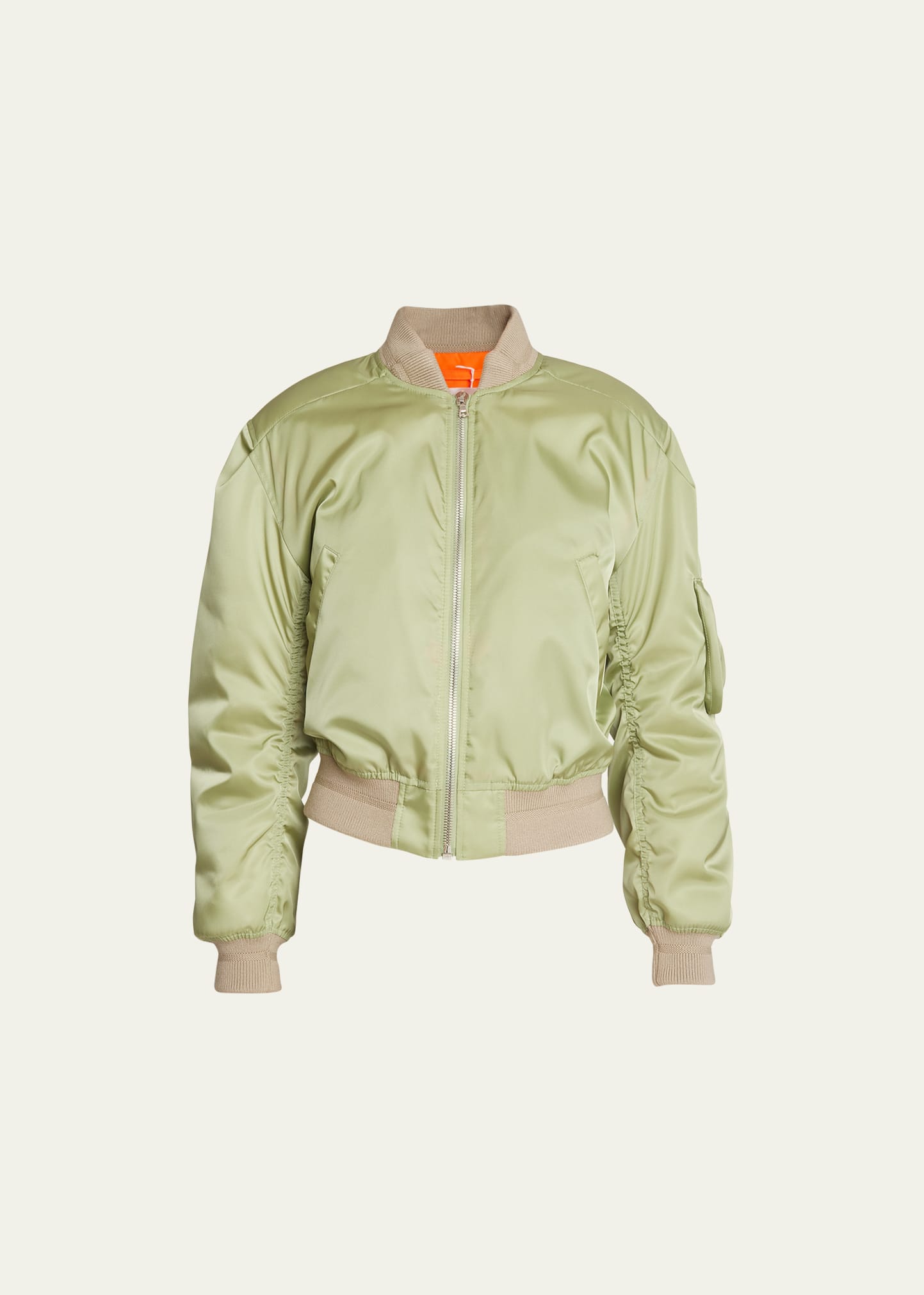 Shop Victoria Beckham Cropped Bomber Jacket In Avocado