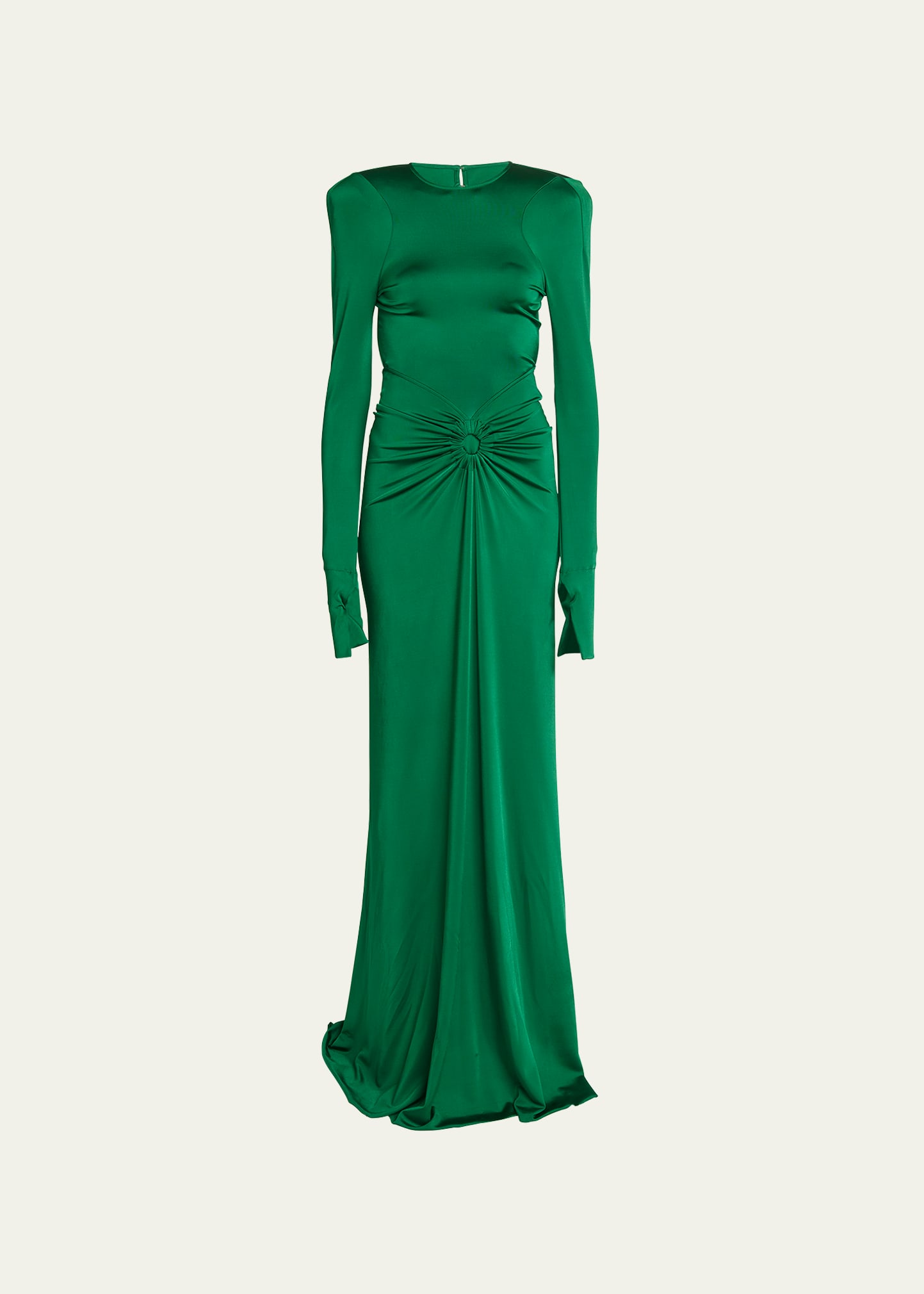 Victoria Beckham Open Back Gown With Gathered Circle Detail In Viridian