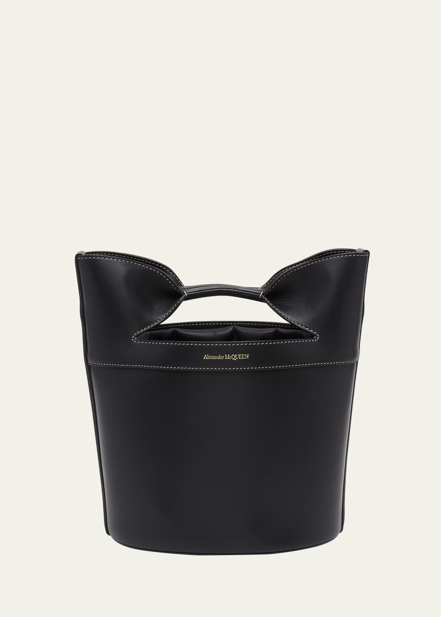 The Bucket Bow Leather Top-Handle Bag