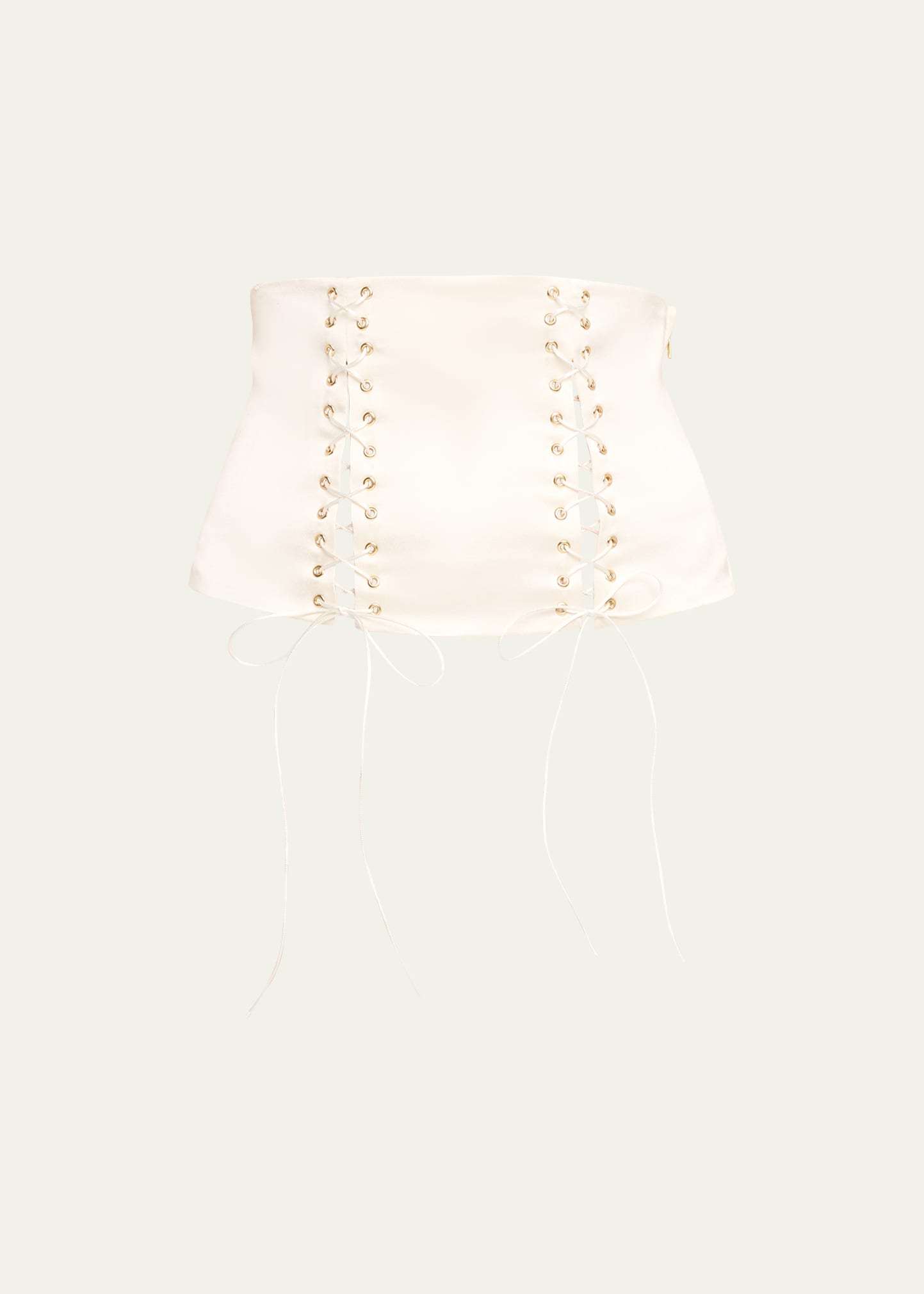Kiki De Montparnasse La Madame Lace-up Silk Waist Cincher In Ivory