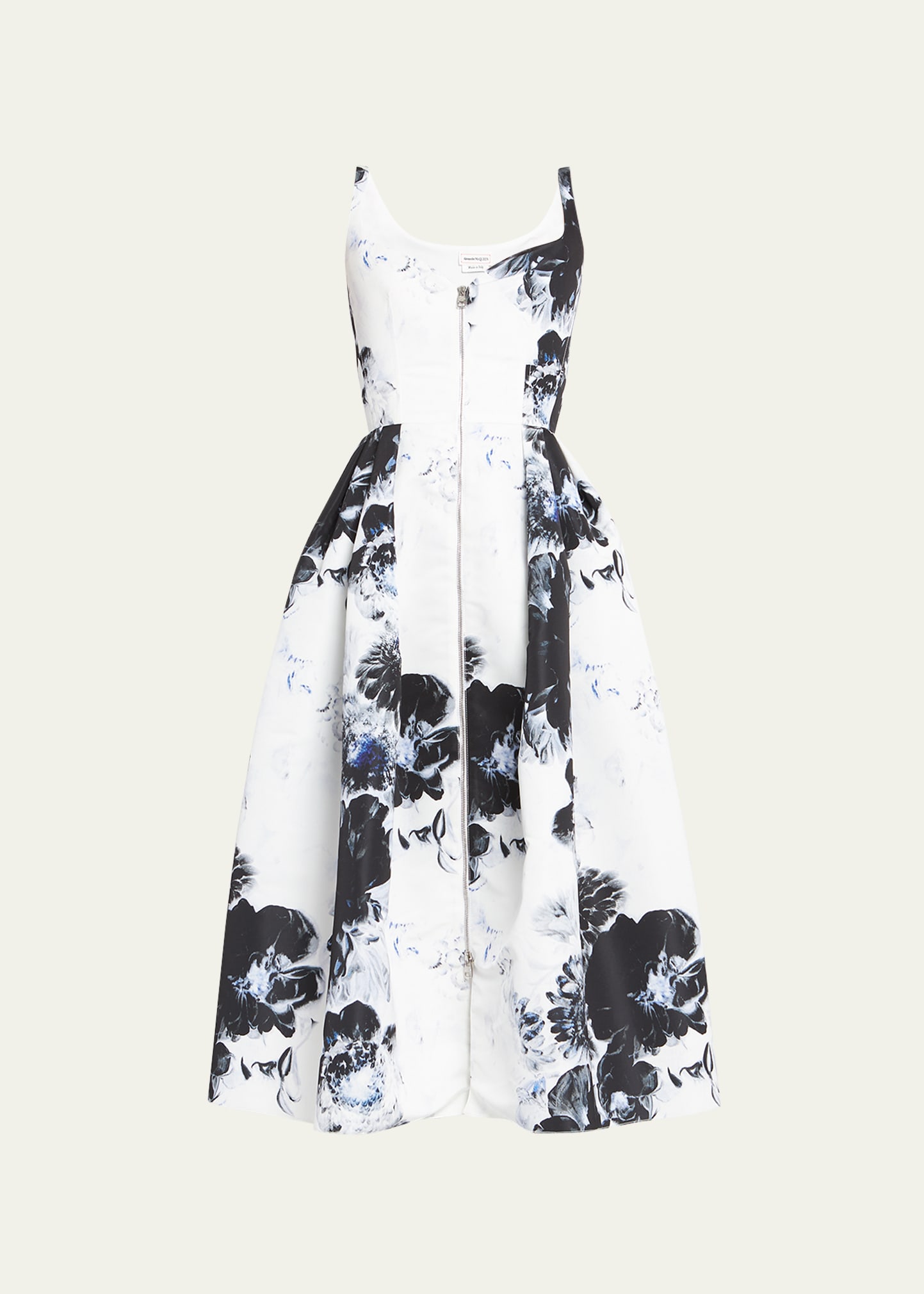 Alexander McQueen Sculpted Bust Floral X-ray Print Midi Day Dress