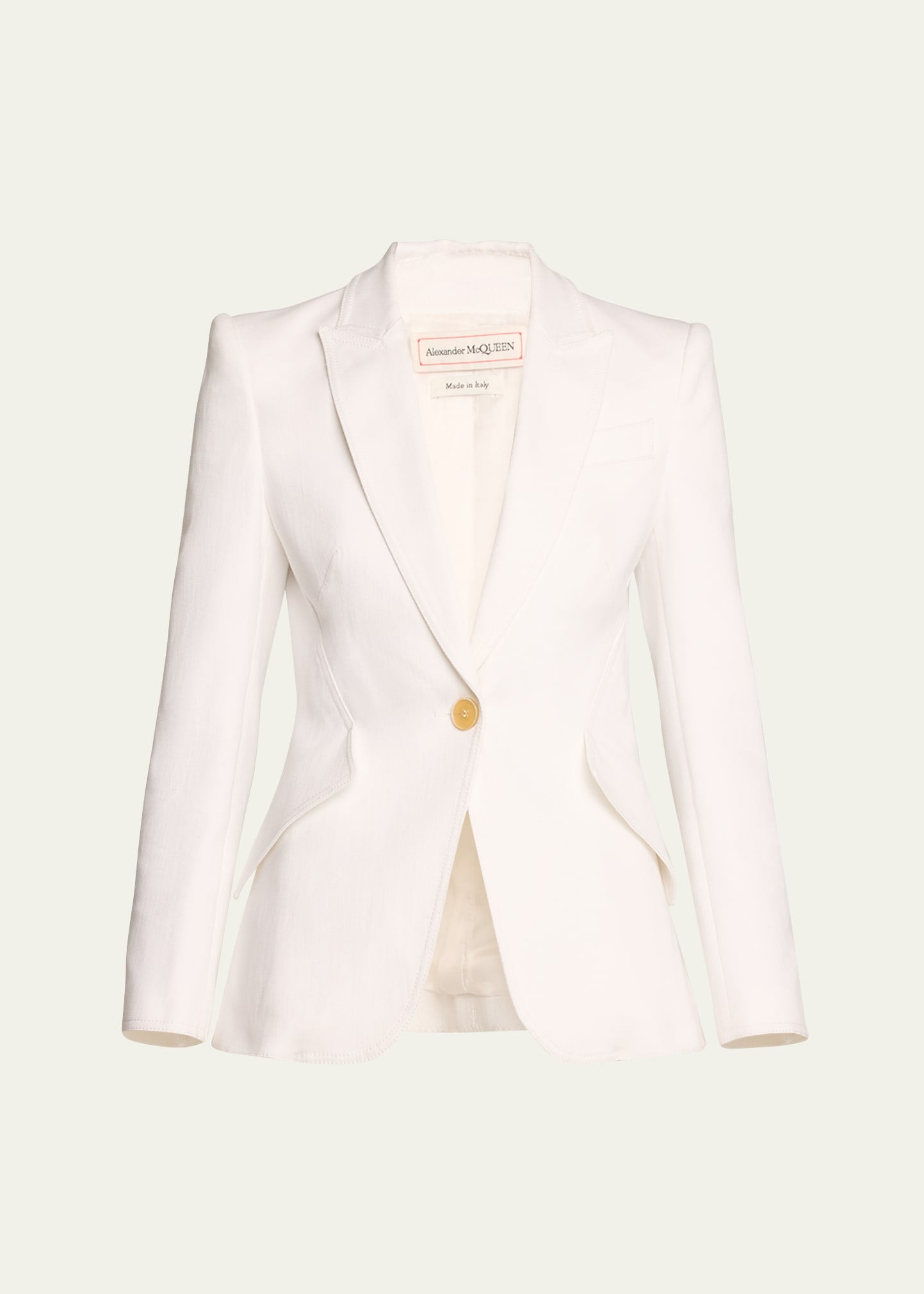 Shop Alexander Mcqueen Tailored Denim Blazer Jacket In White