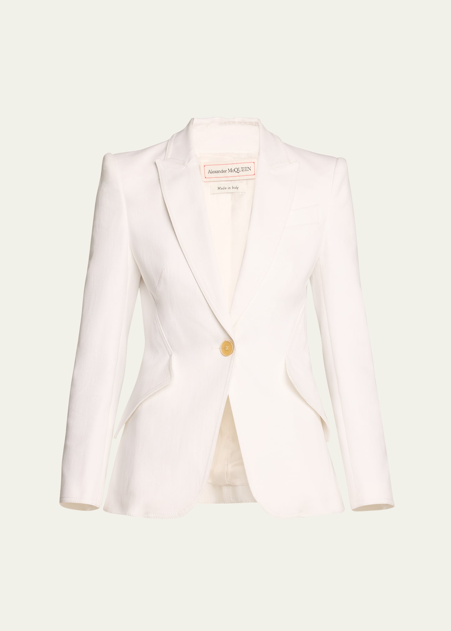 Alexander Mcqueen Viscose Blend Crepe One Button Blazer In White