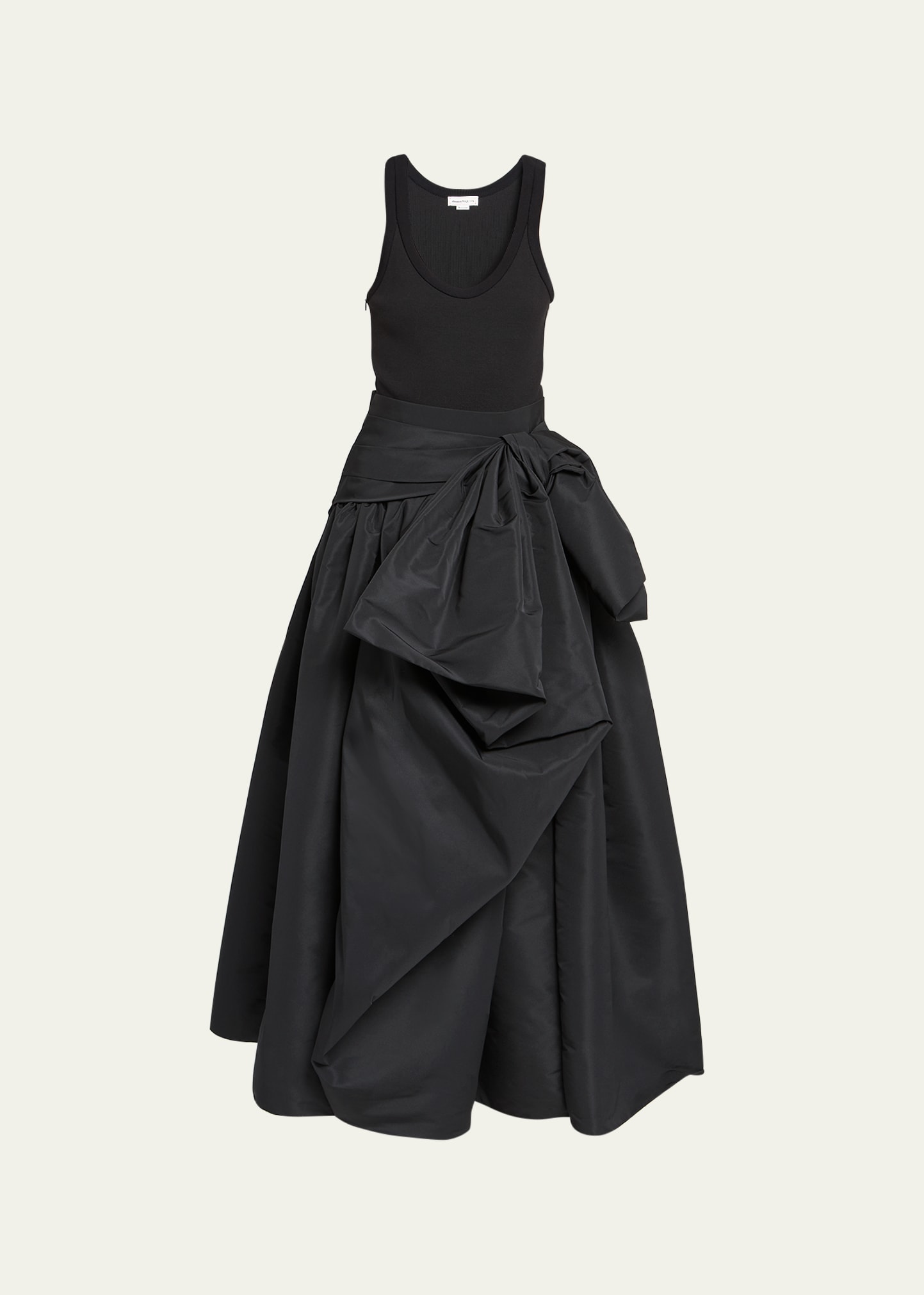 Ruched Full Skirt Gown with Bow Detail