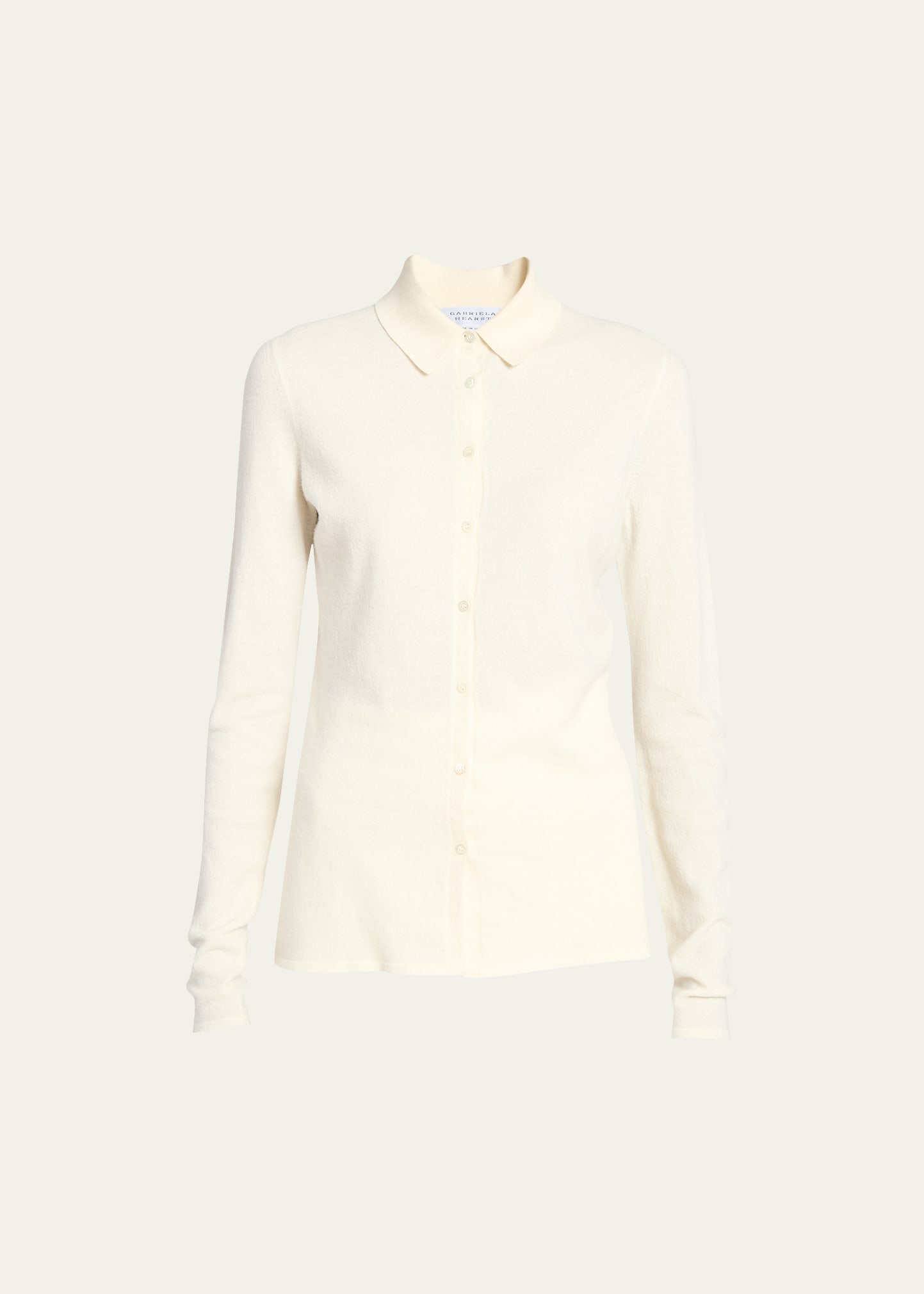 Gabriela Hearst Deidre Collared Button Up Wool Top In Ivory