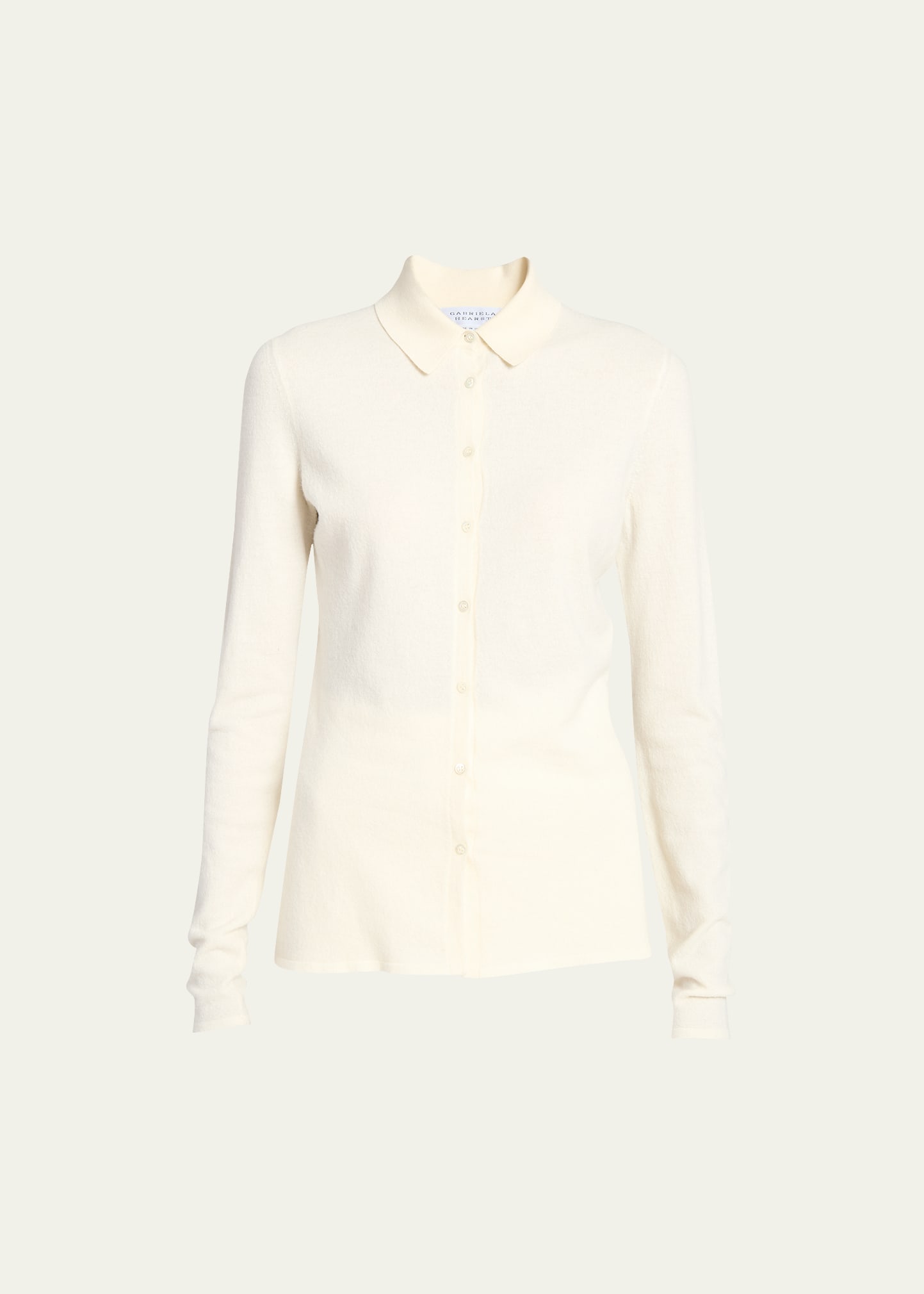 Shop Gabriela Hearst Deidre Collared Button Up Wool Top In Ivory