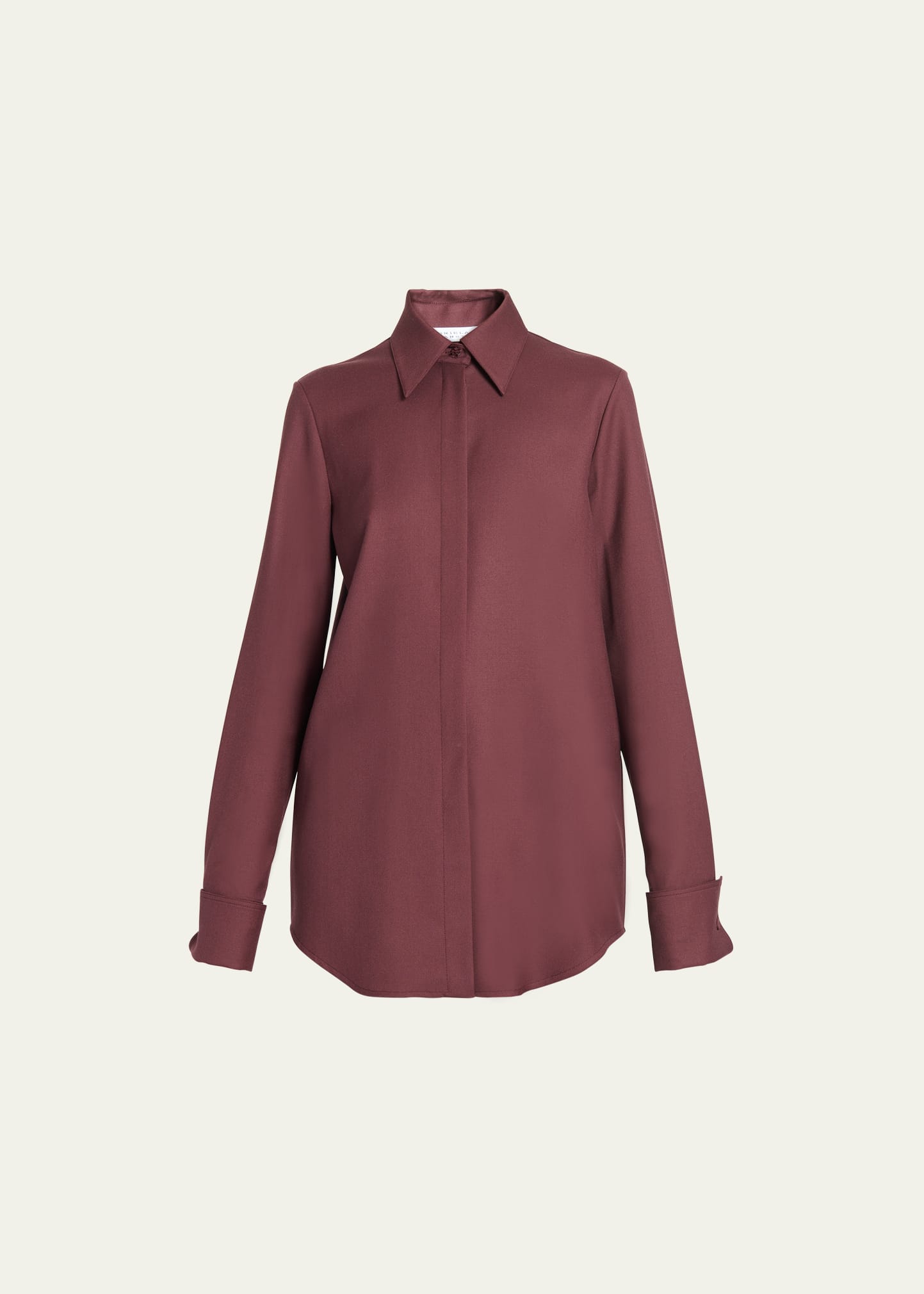 Gabriela Hearst Etlin Button Down Wool Shirt In Deep Bordeaux