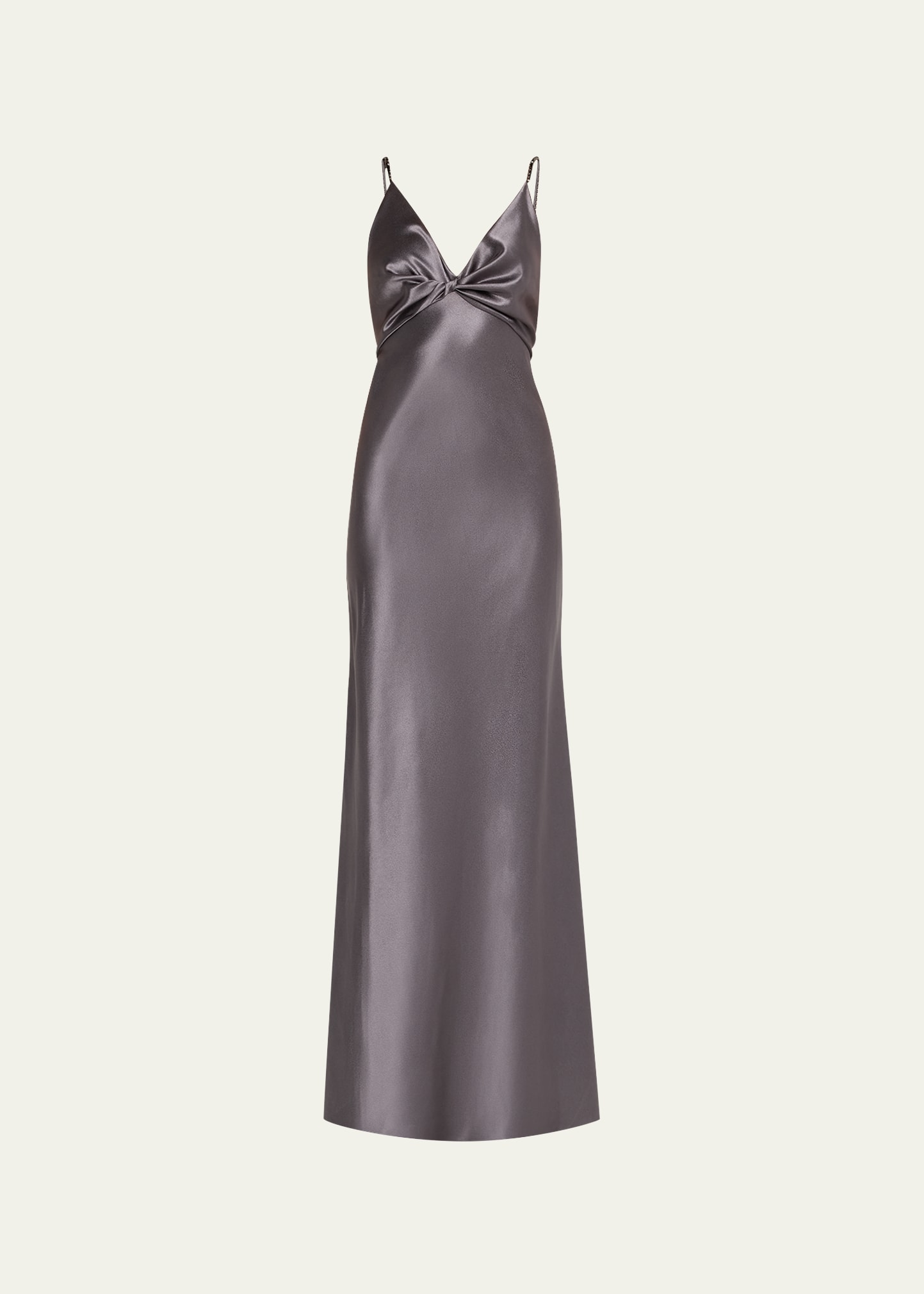 Jason Wu Collection Crystal Strap Twisted Front Gown In Gunmetal