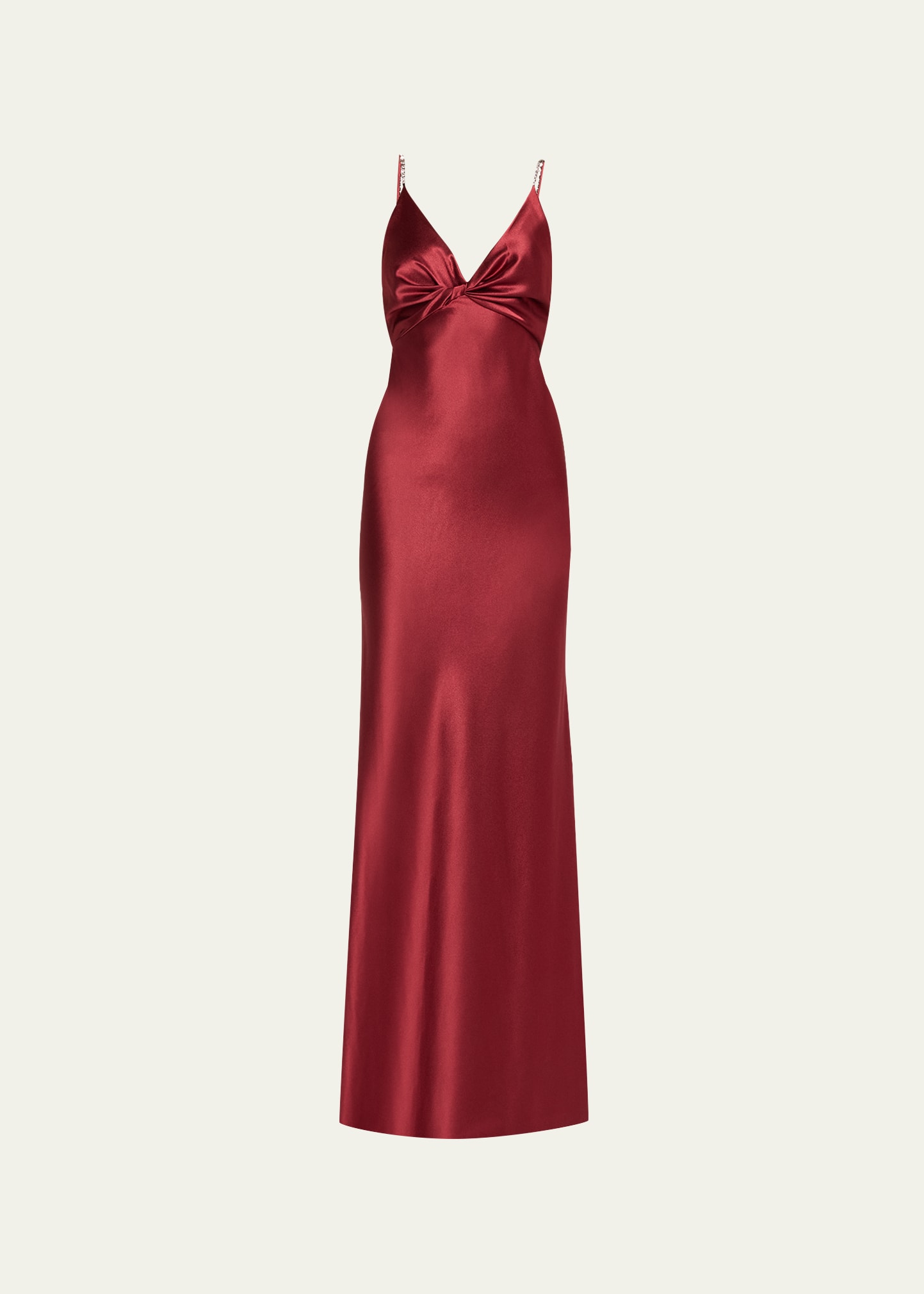 Jason Wu Collection Crystal Strap Twisted Front Gown In Garnet