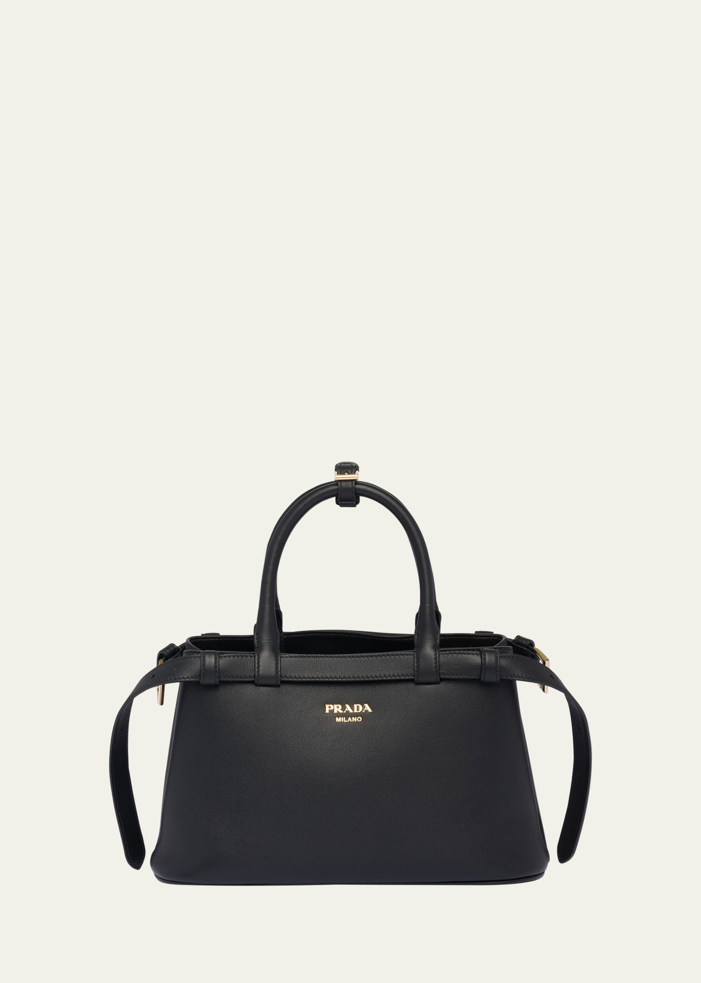 Prada Grain Leather Top-handle Bag In F0002 Nero