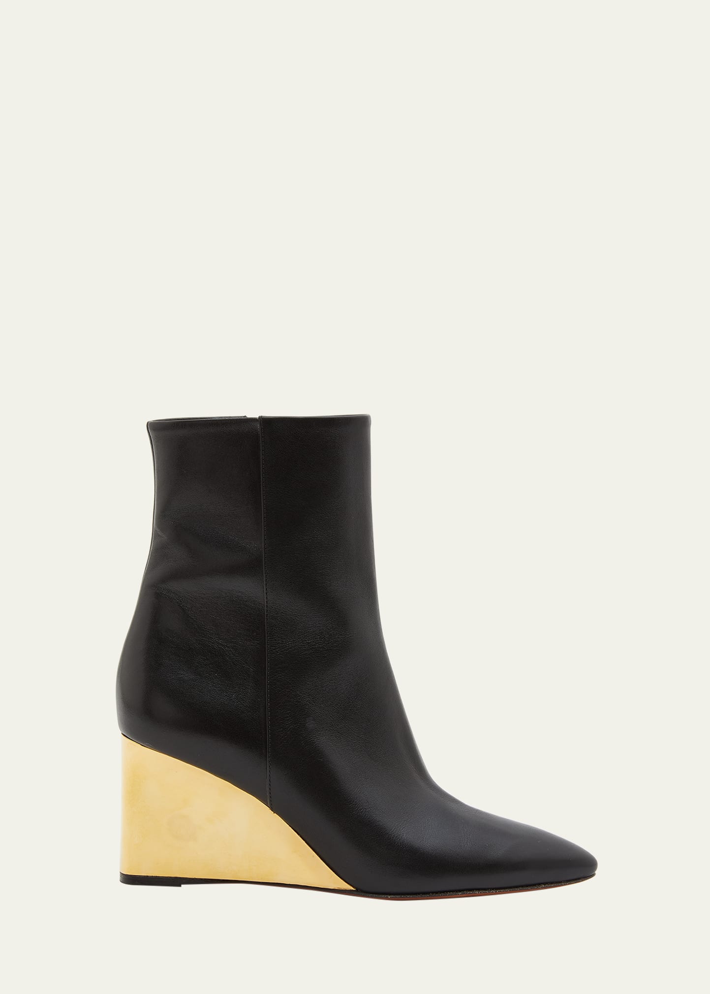 Shop Chloé Rebecca Leather Wedge Ankle Booties In Black