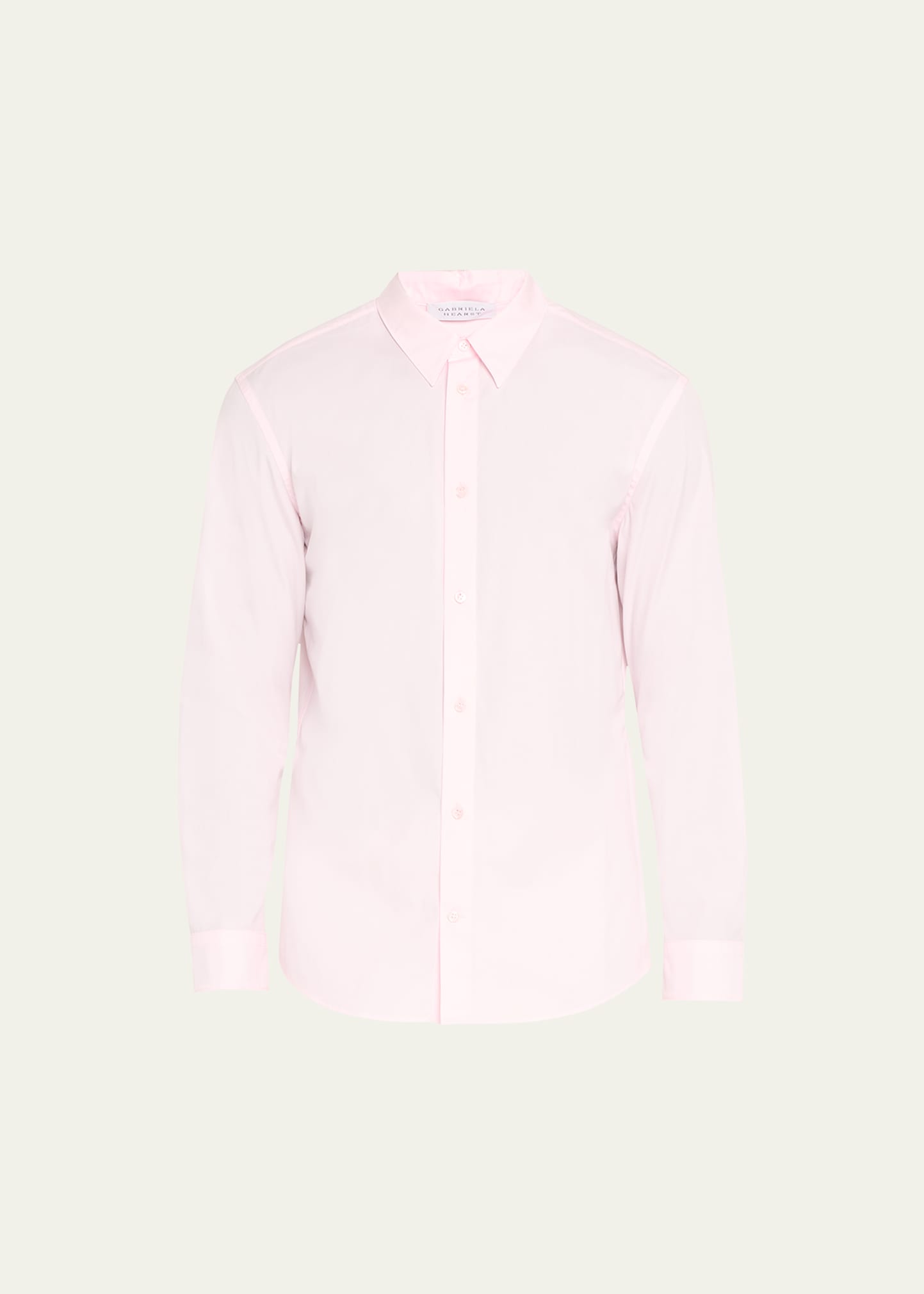 Shop Gabriela Hearst Men's Quevedo Organic Cotton Dress Shirt In Blush
