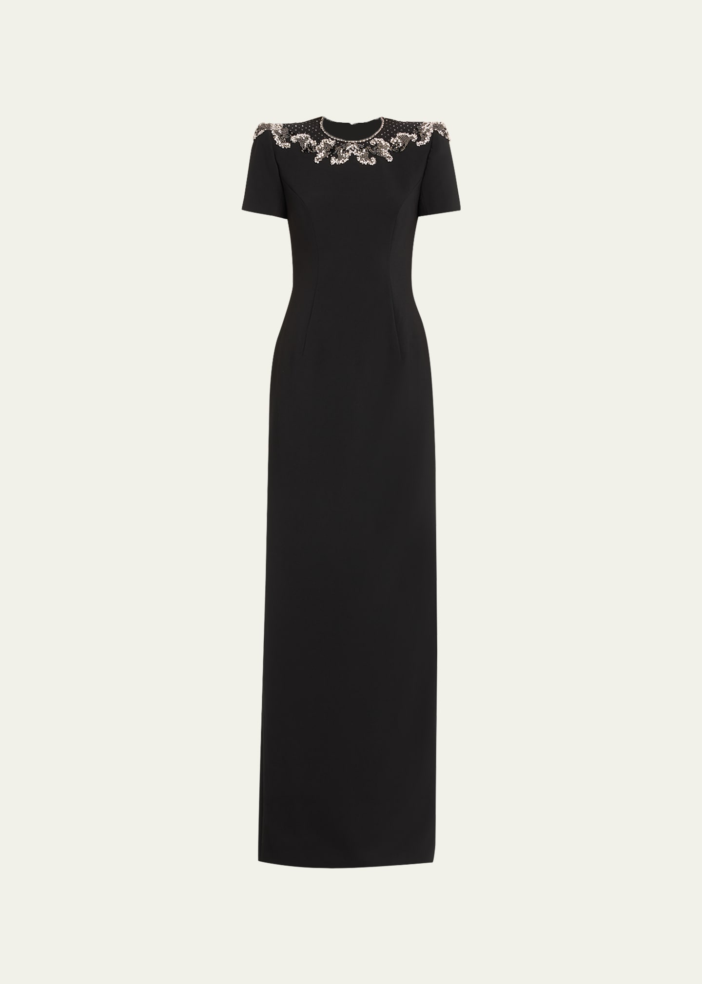 Jenny Packham Lana Crystal Beaded Neckline Gown In Abyss