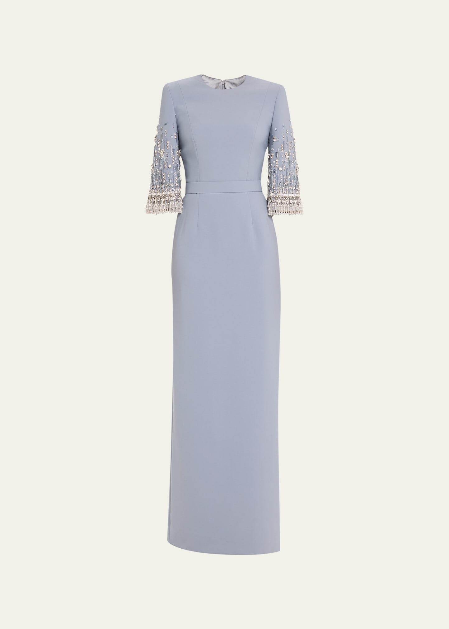 Jenny Packham Ondine Sequined And Crystal Column Gown In Saltwater