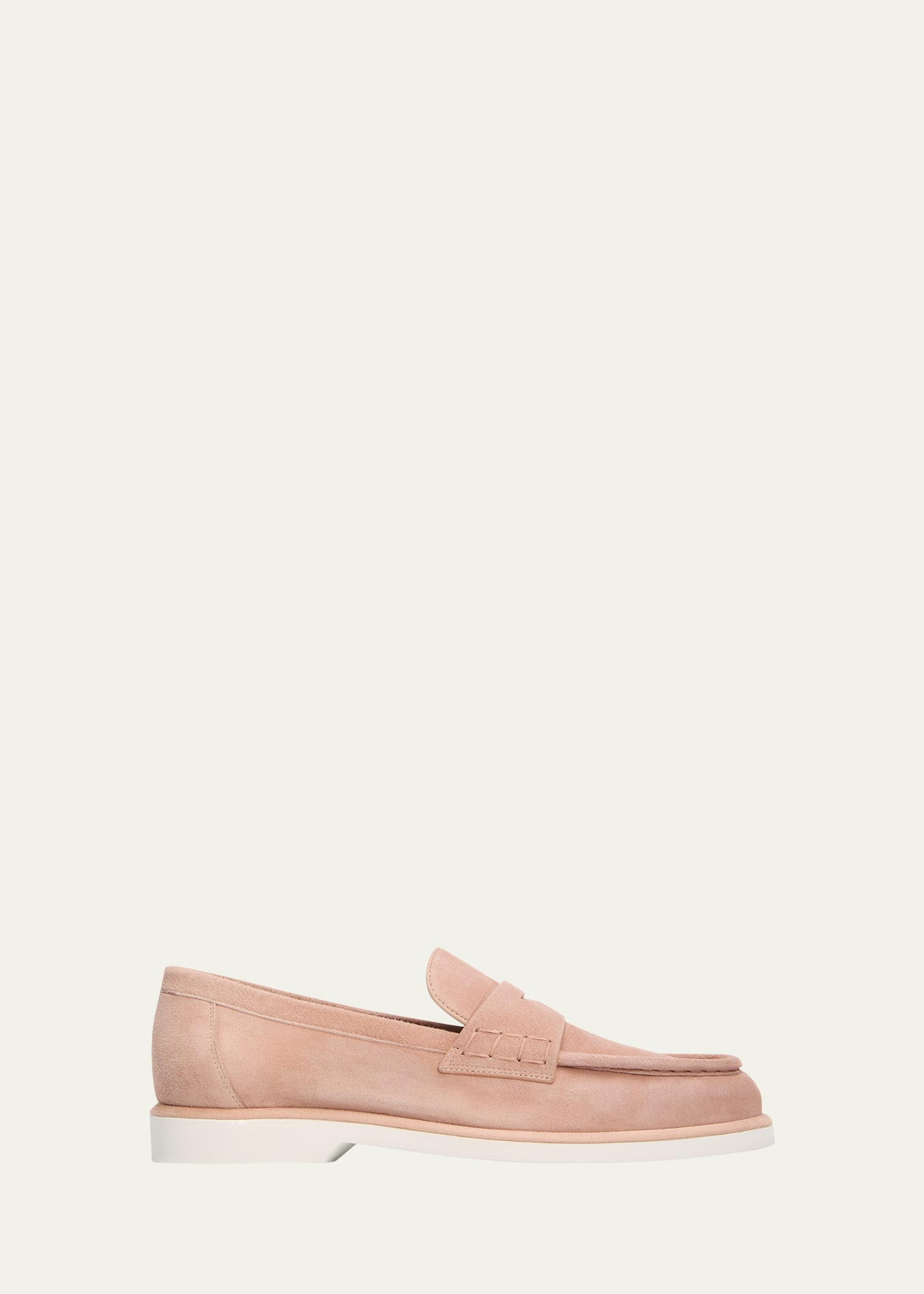 Santoni Funnel Suede Casual Penny Loafers In Pink