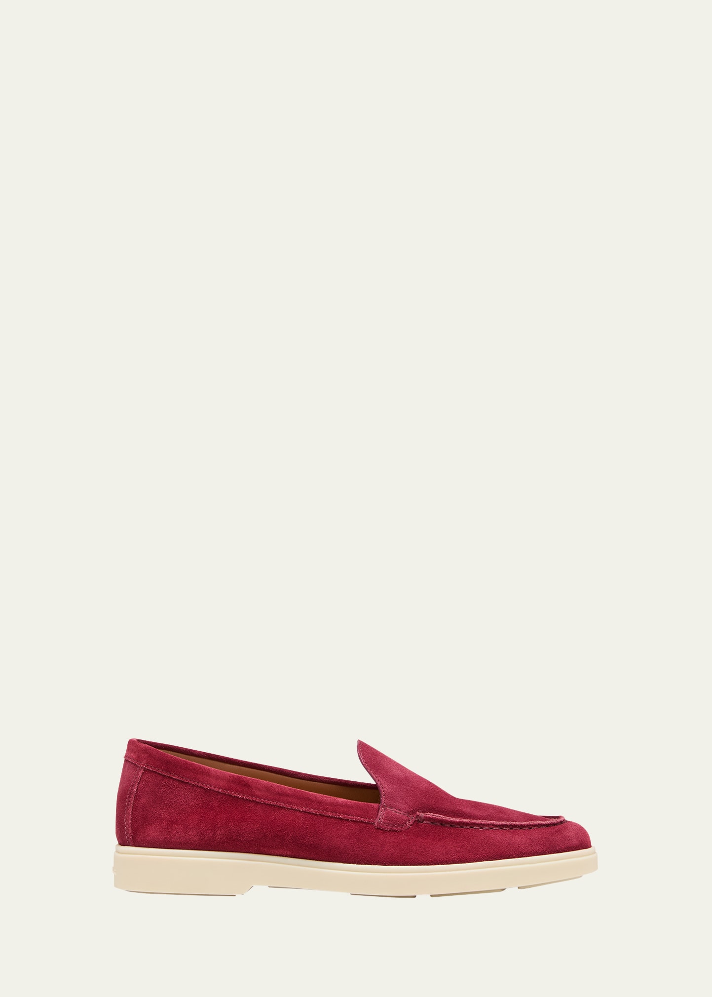 Santoni Yaltamoc Suede Slip-on Loafers In Rasberry