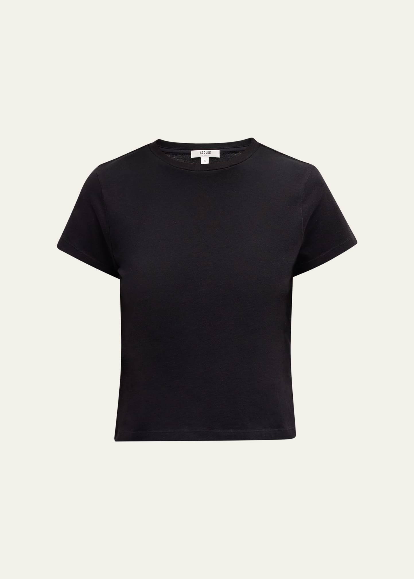 Shop Agolde Adine Cropped Short Sleeve Tee In Black