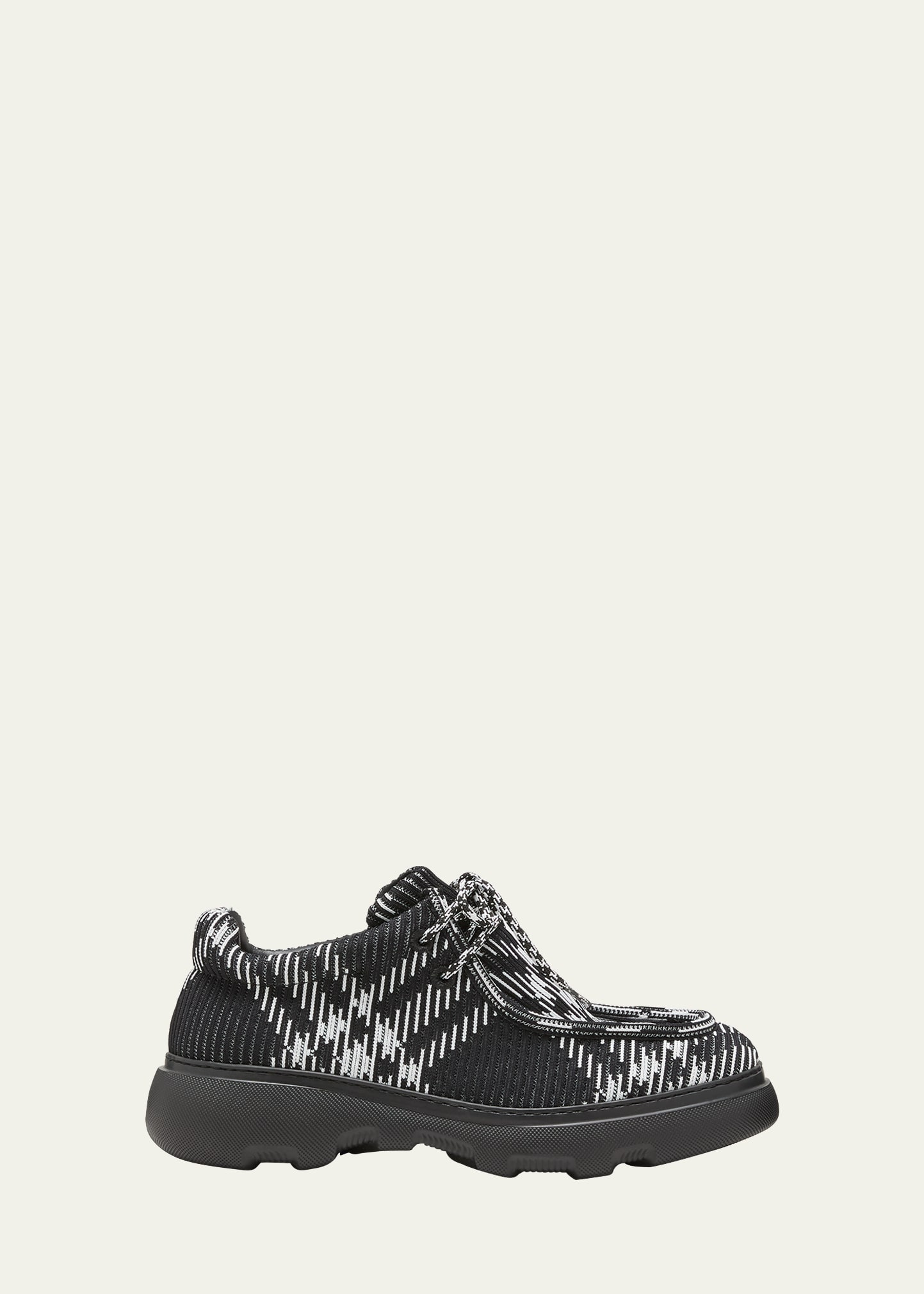 Shop Burberry Men's Check Woven Creeper Shoes In Black Check