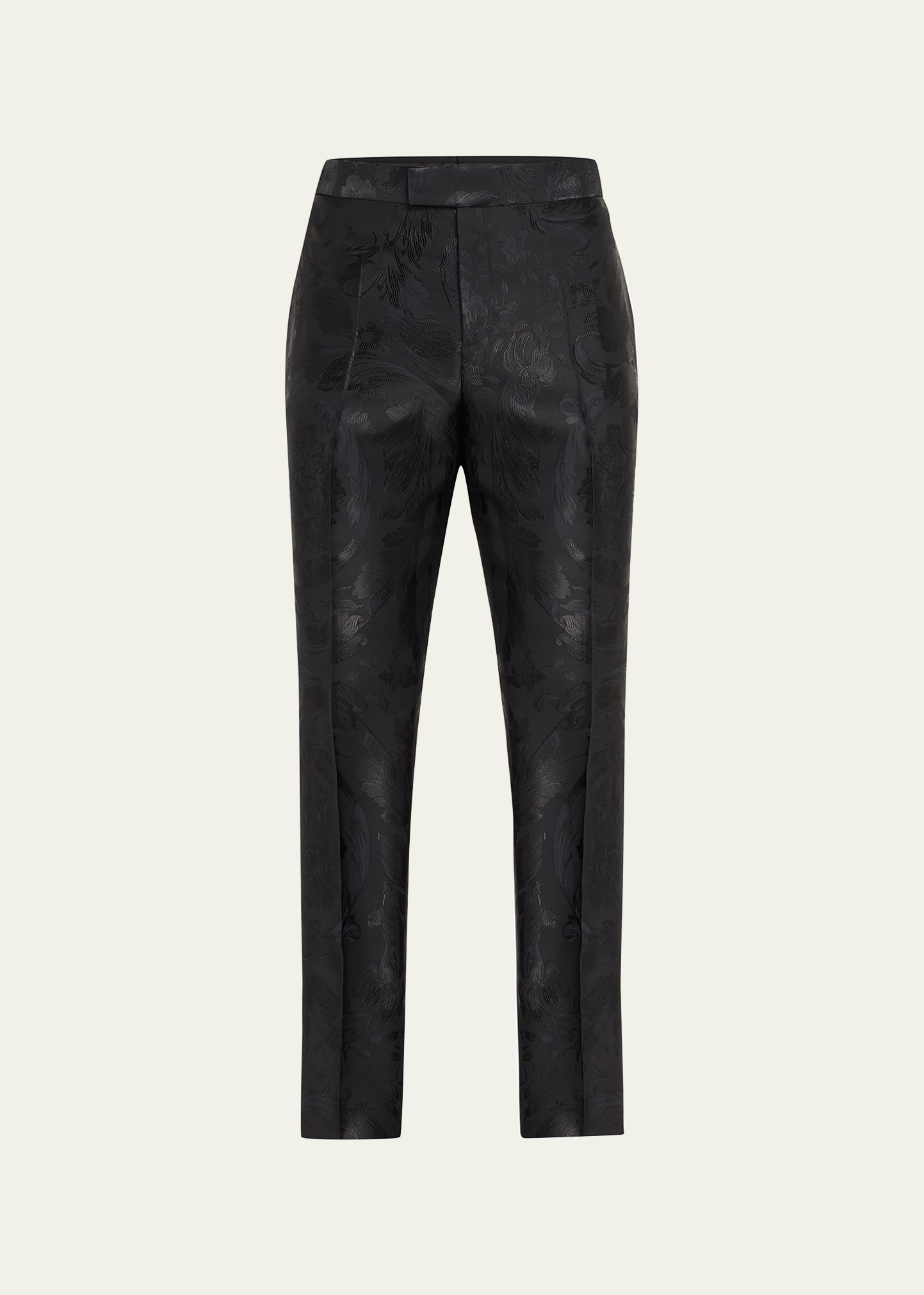 Versace Men's Barocco Silhouette Jacquard Pants In Black