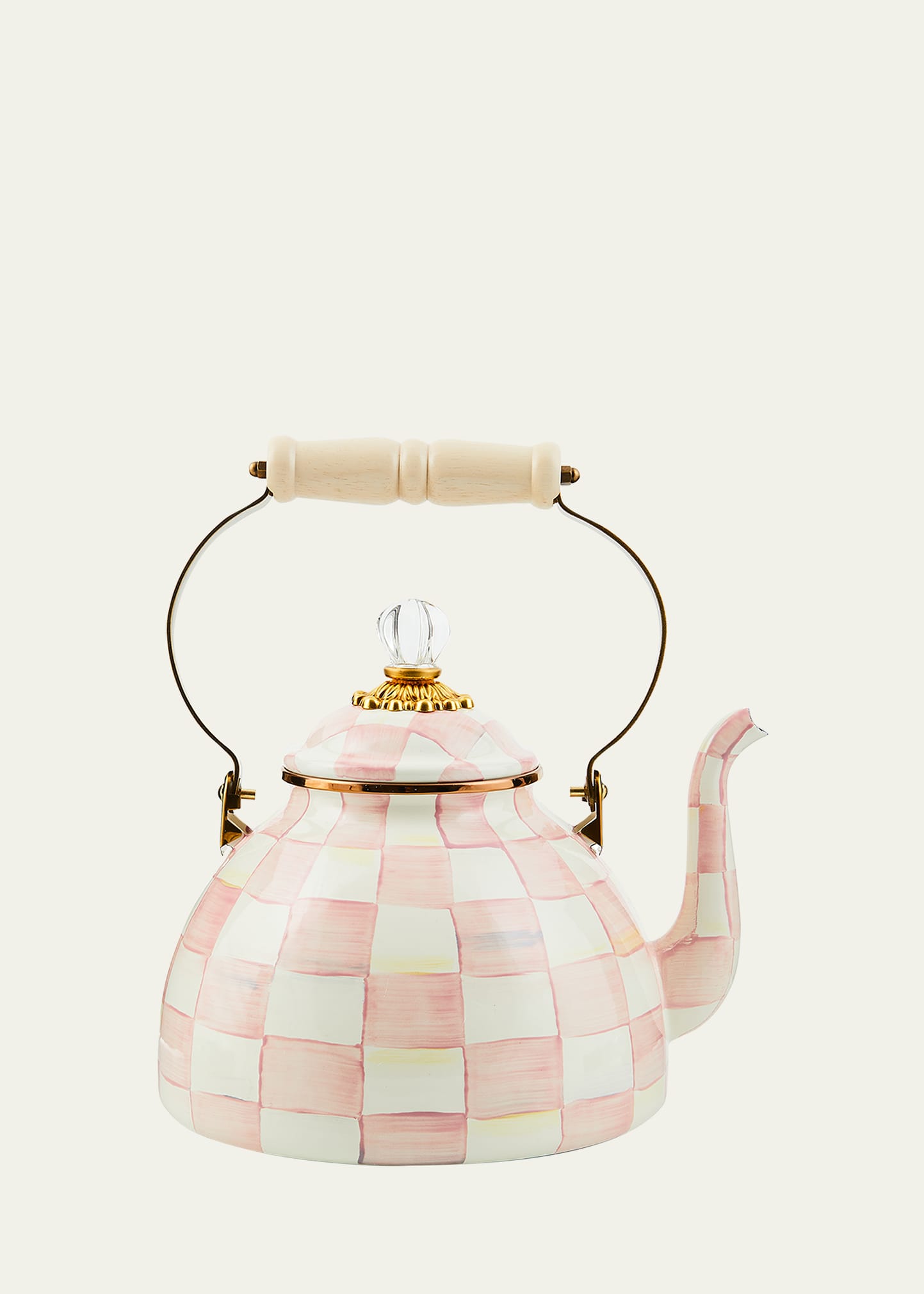 Shop Mackenzie-childs Rosy Check Enamel Tea Kettle, 3qt.