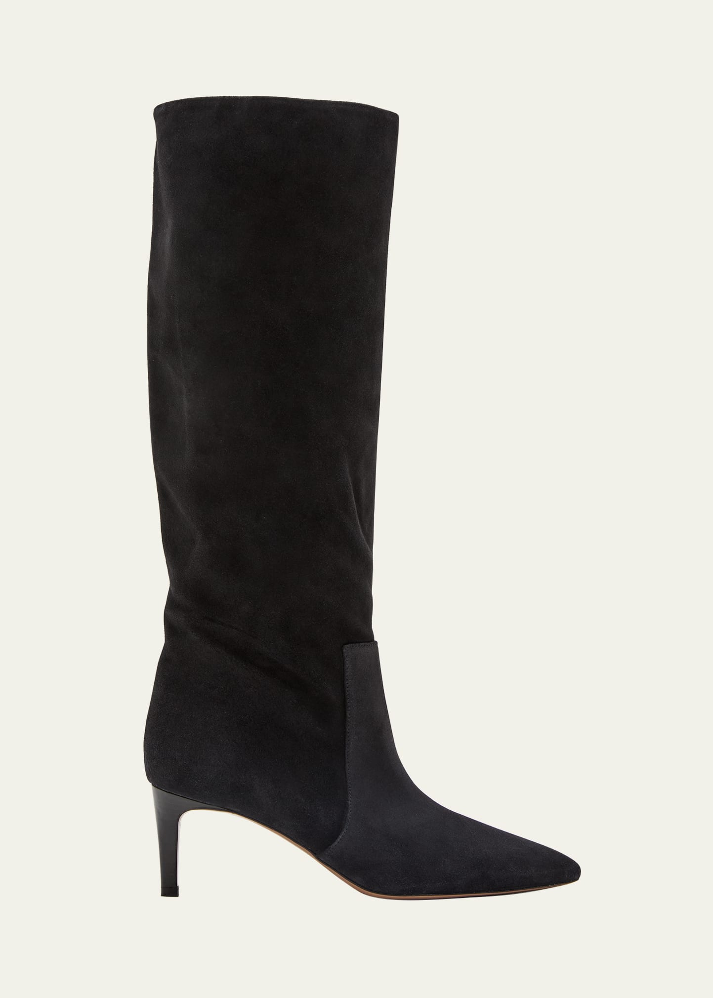 Paris Texas Ines Suede Comma-heel Knee Boots In Off Black
