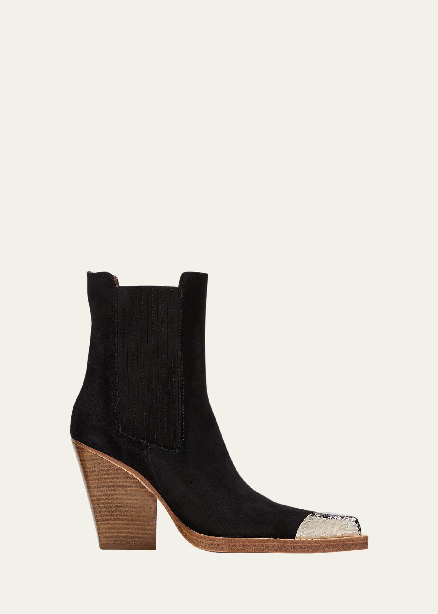 Paris Texas Dallas Suede Chelsea Western Booties In Off Black