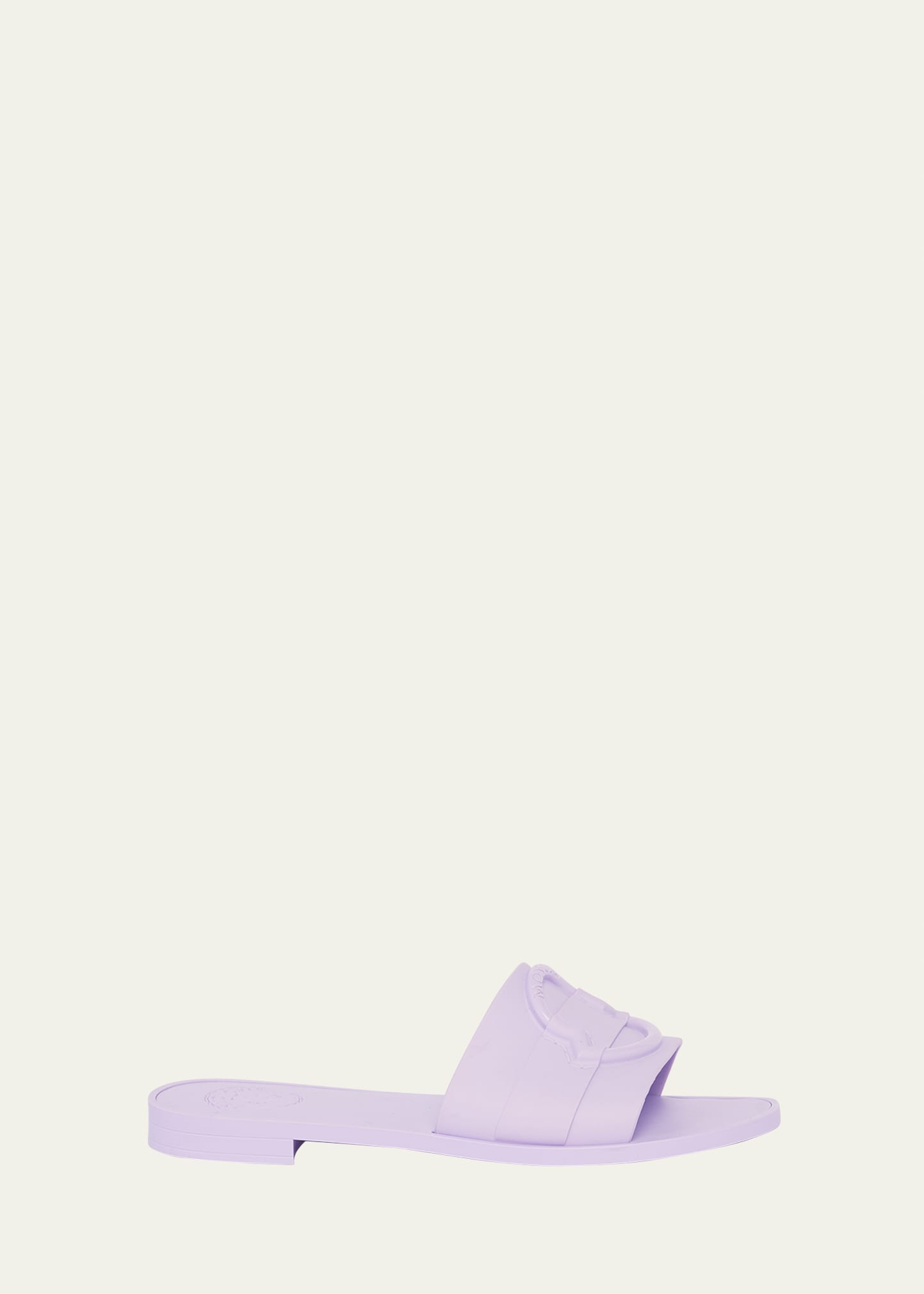 Shop Moncler Mon Rubber Logo Flat Slide Sandals In Light Purple