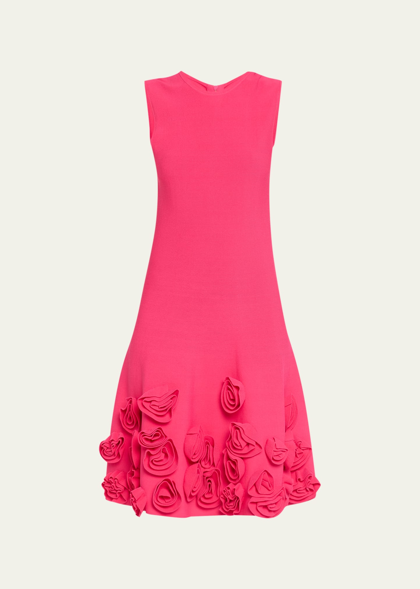 Shop Lela Rose Penelope Midi Dress With Floral Applique Detail In Magenta