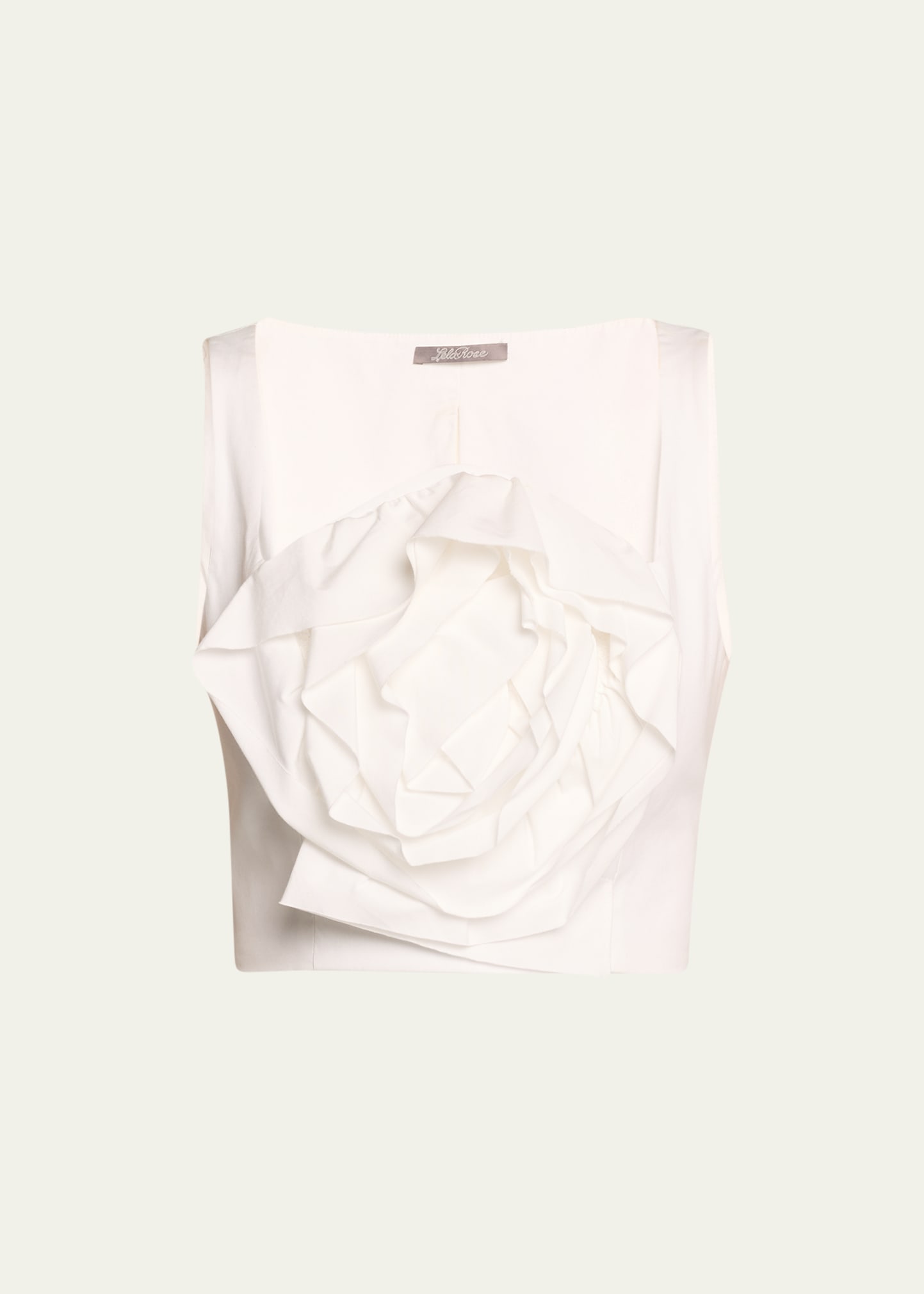 Shop Lela Rose Oversize Rose Detail Crop Top In Ivory