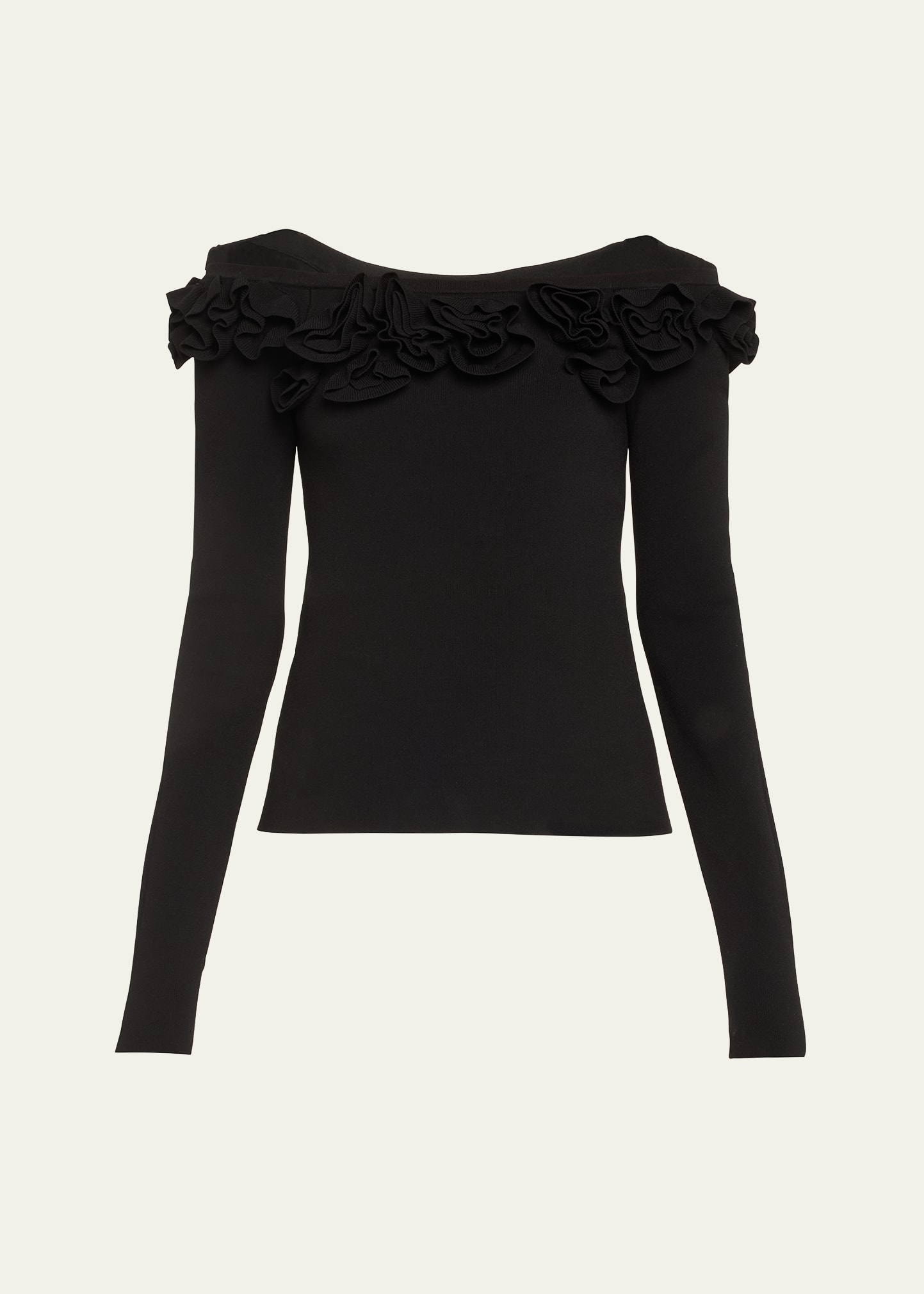 Shop Lela Rose Off-shoulder Top With Floral Detail In Black