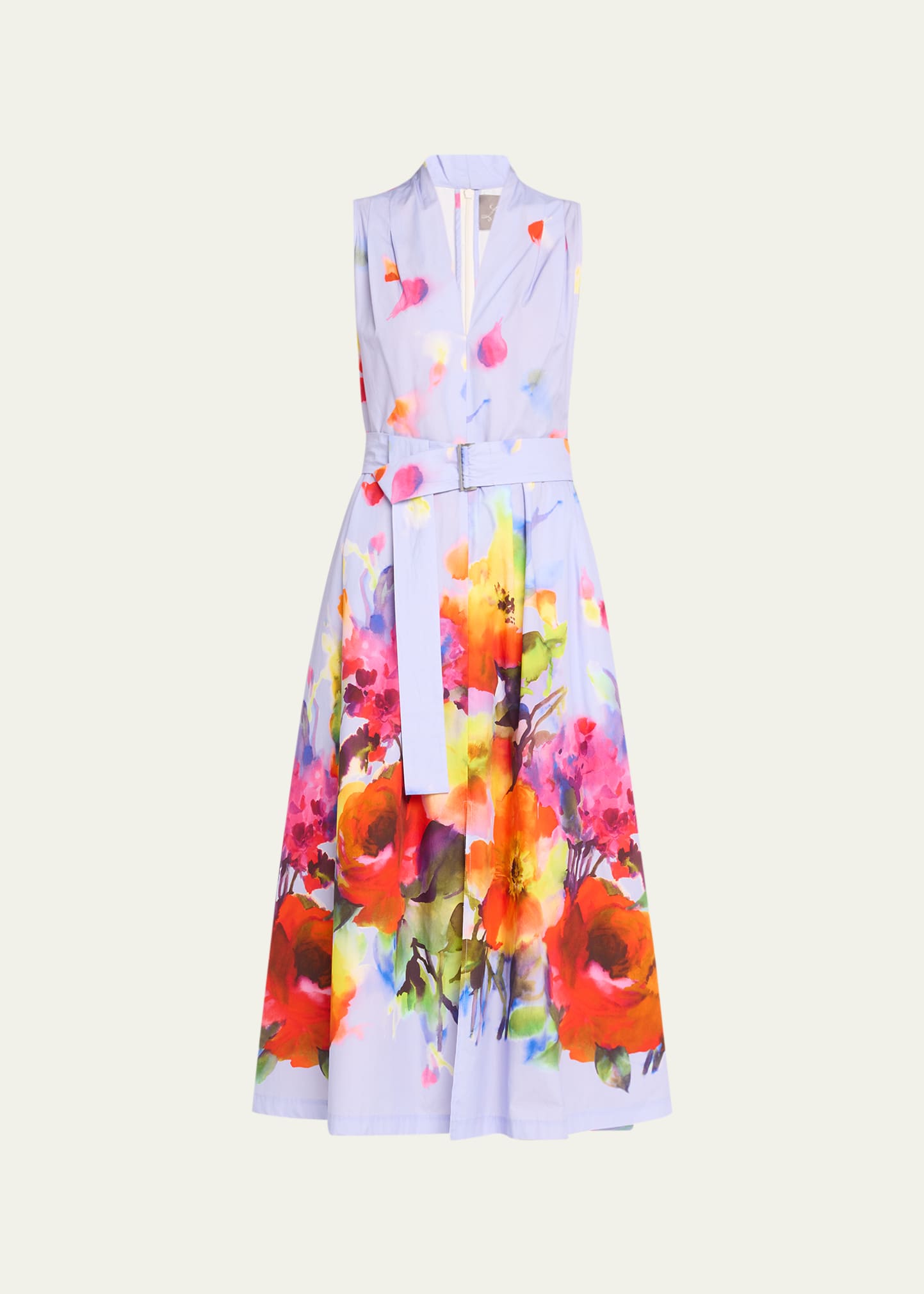 Margot Belted Floral Print Midi Dress