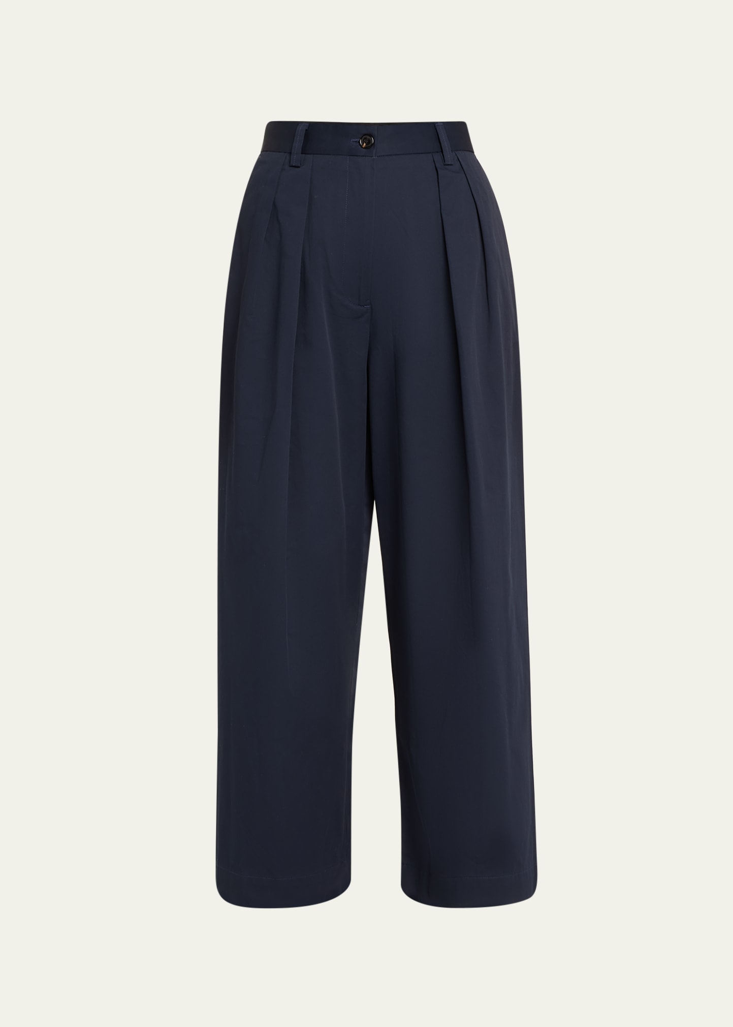 Delta Cotton Twill Cropped Wide-Leg Pants