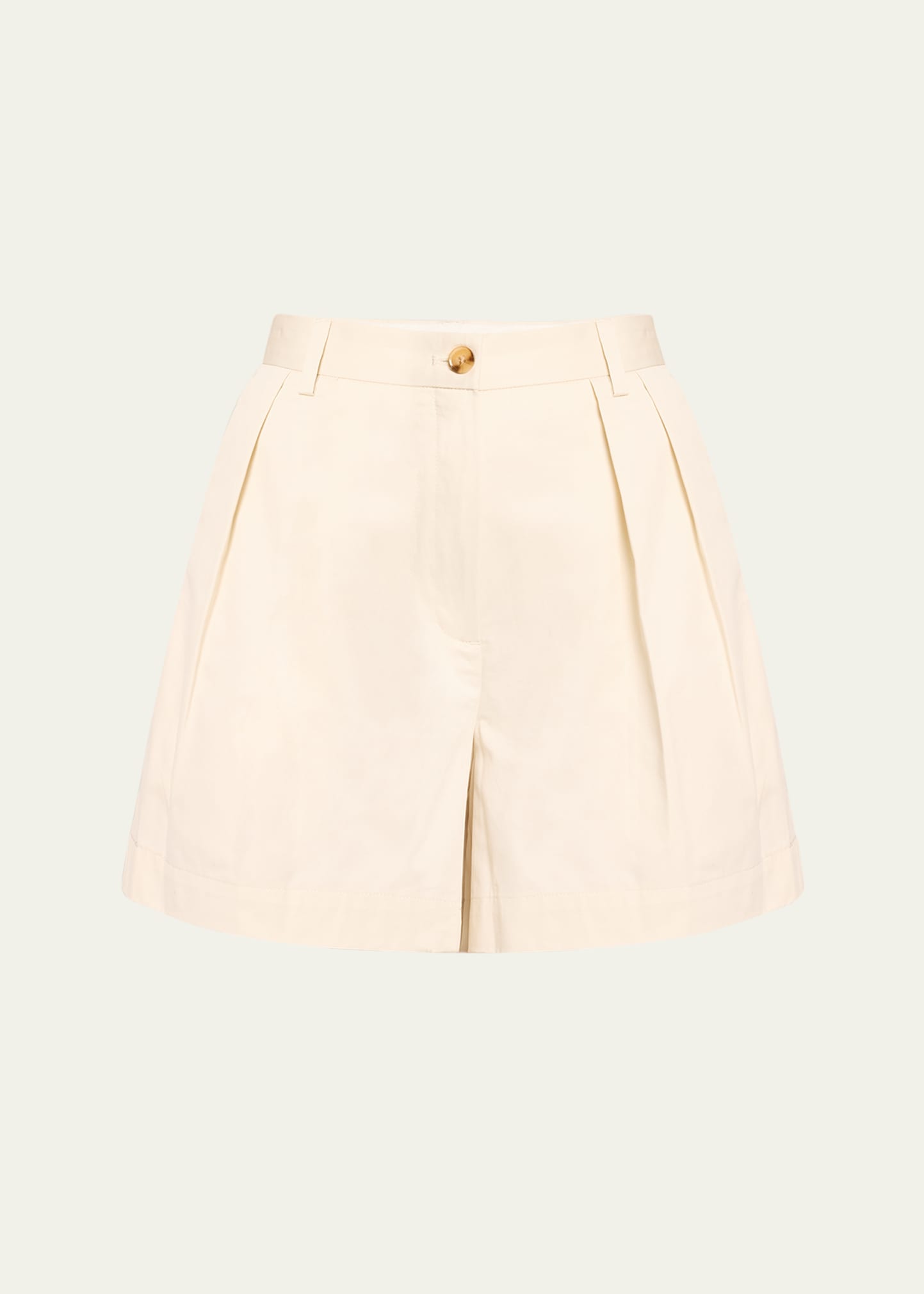 Shop Caroline Constas Delta Pleated Wide-leg Shorts In Ivory